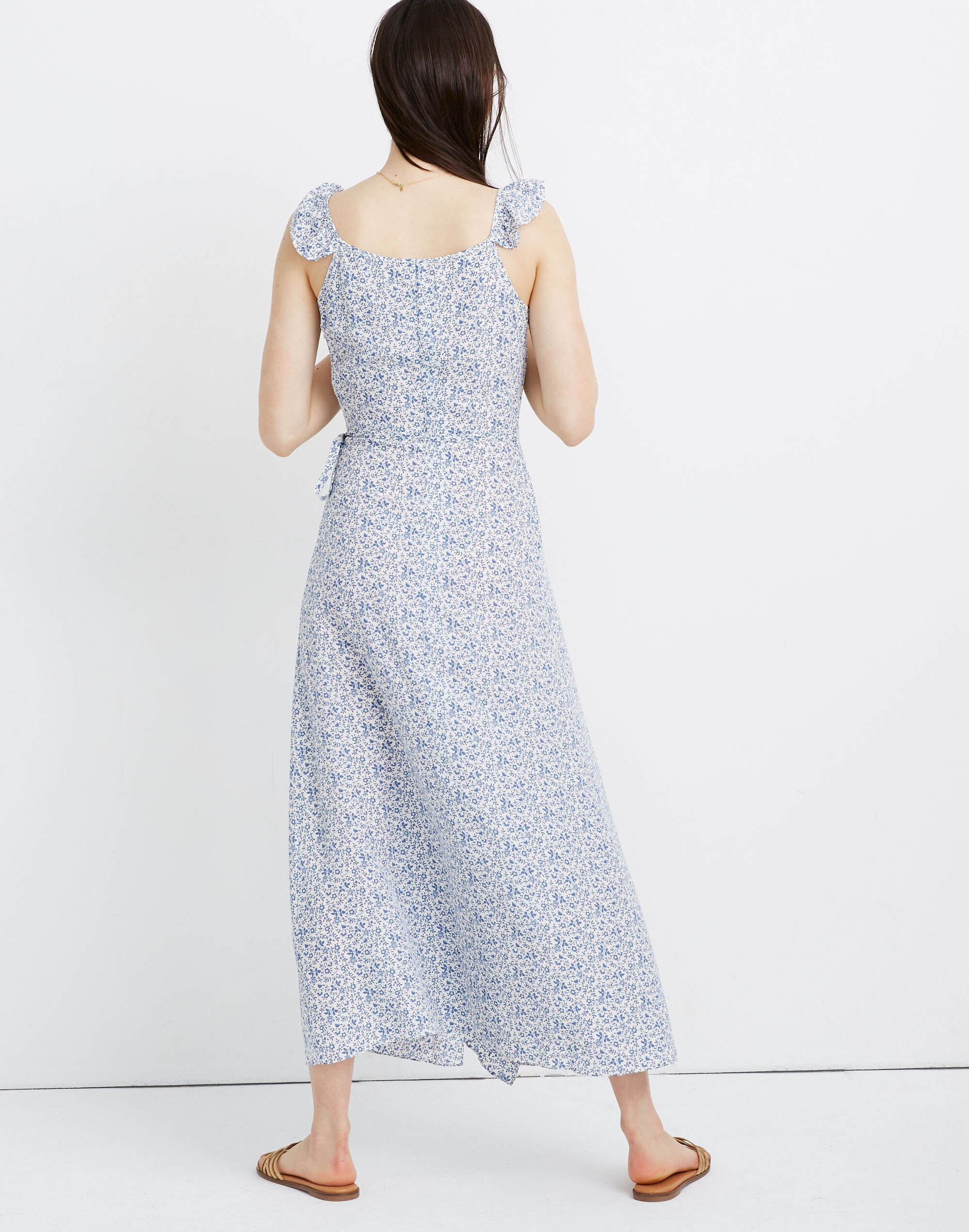 Ruffled Wrap Maxi Dress in Americana Floral