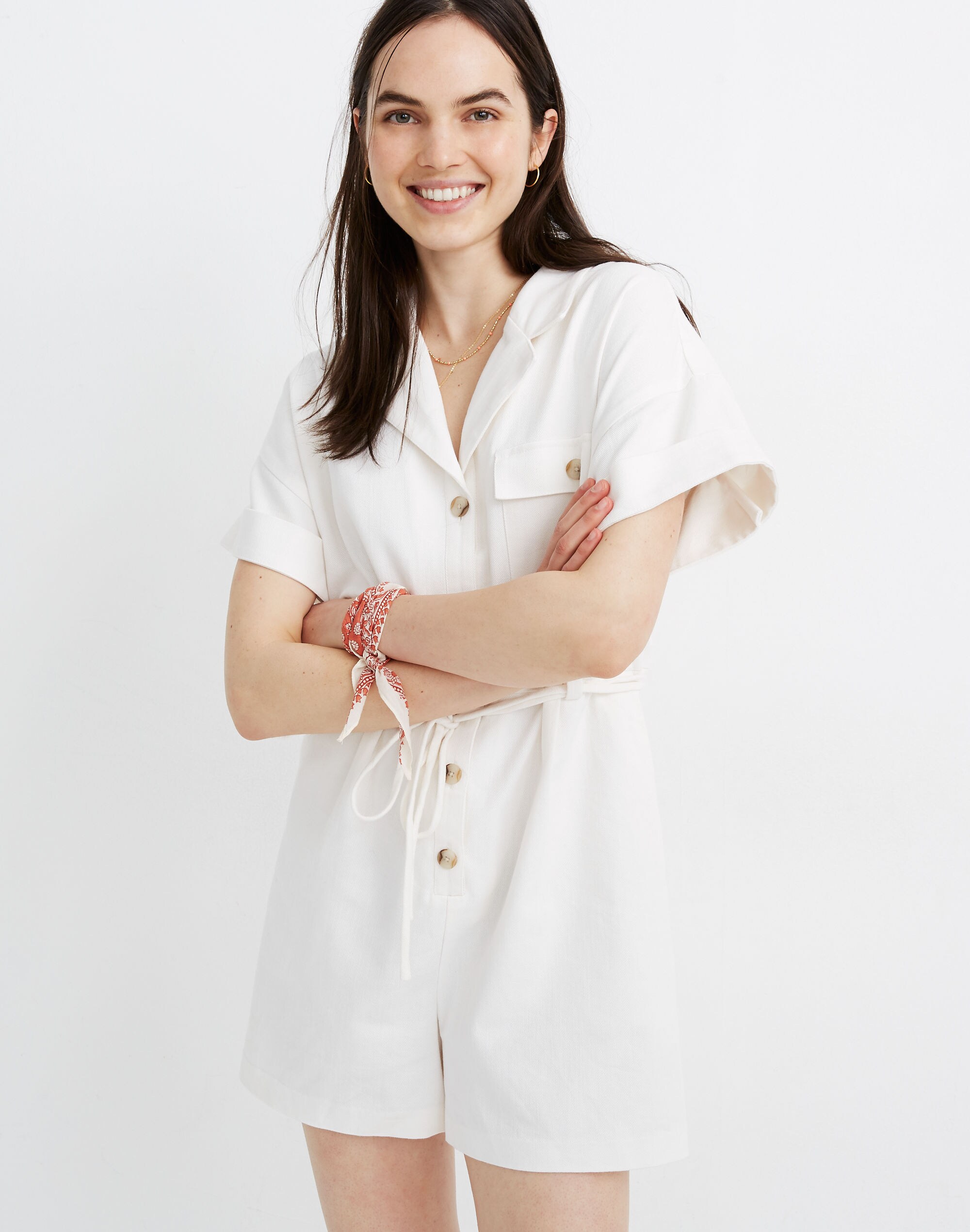 Petite Belted Safari Romper