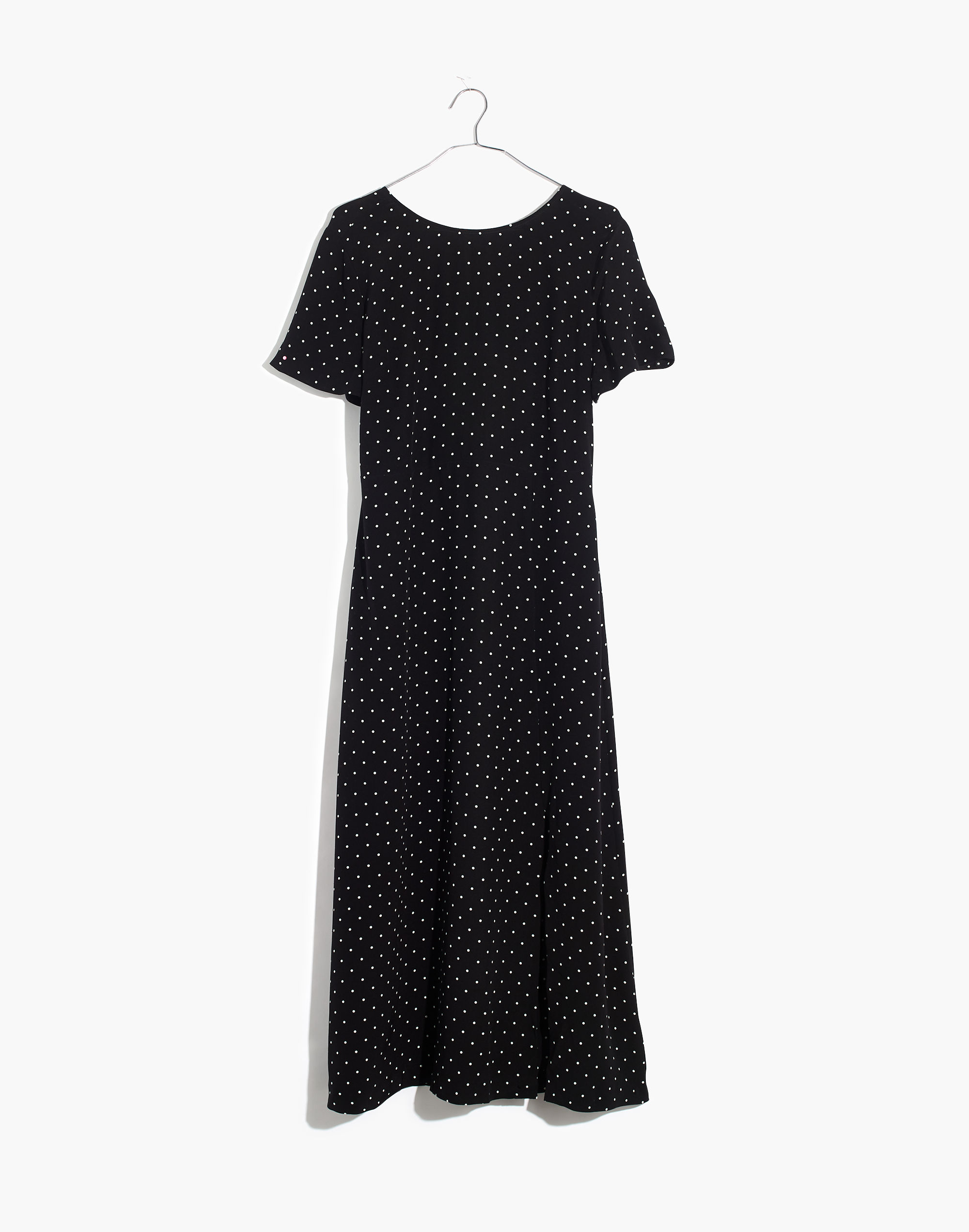 Silk Crewneck Midi Dress in Polka Dot