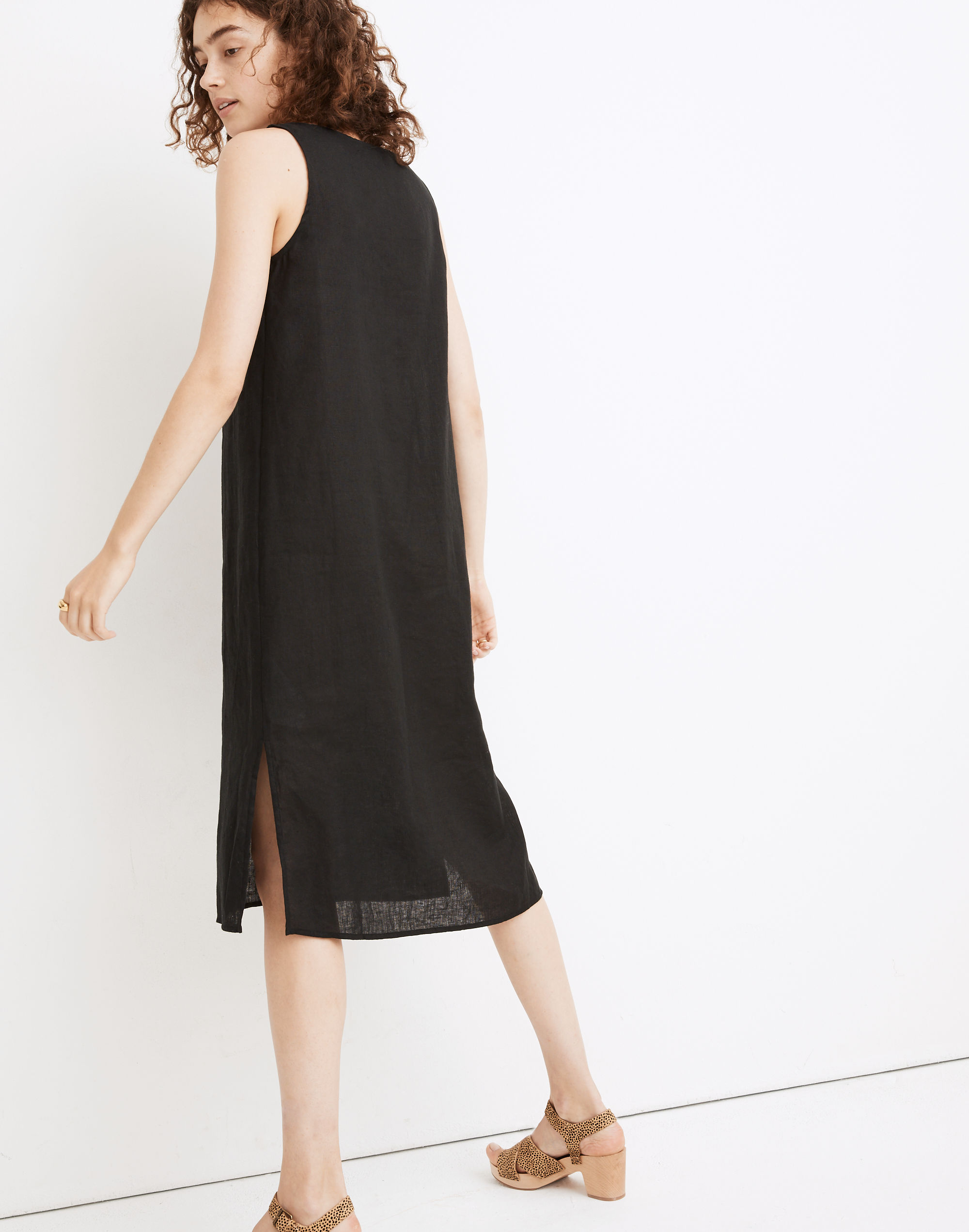 Linen-Blend V-Neck Tank Dress
