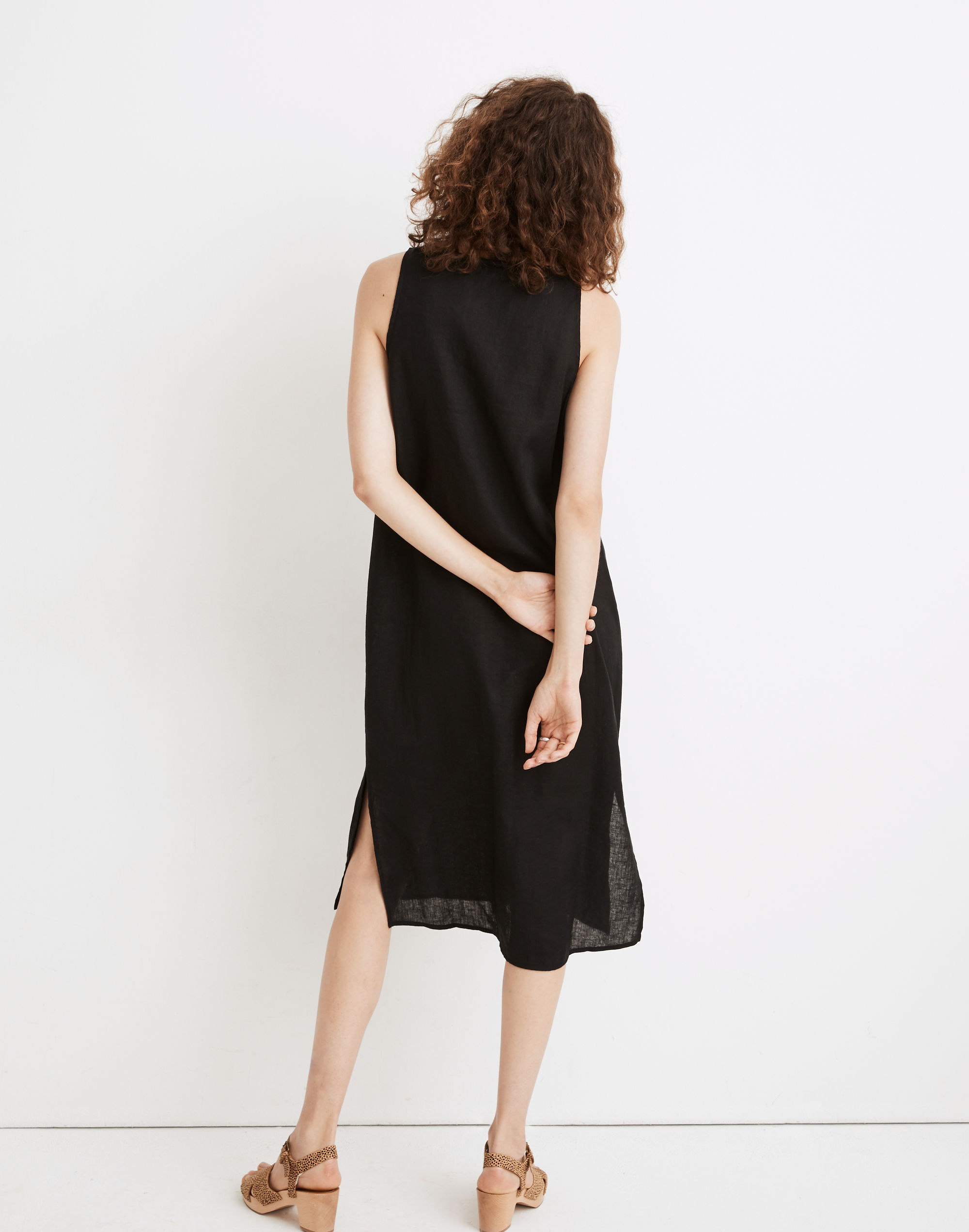 Linen-Blend V-Neck Tank Dress