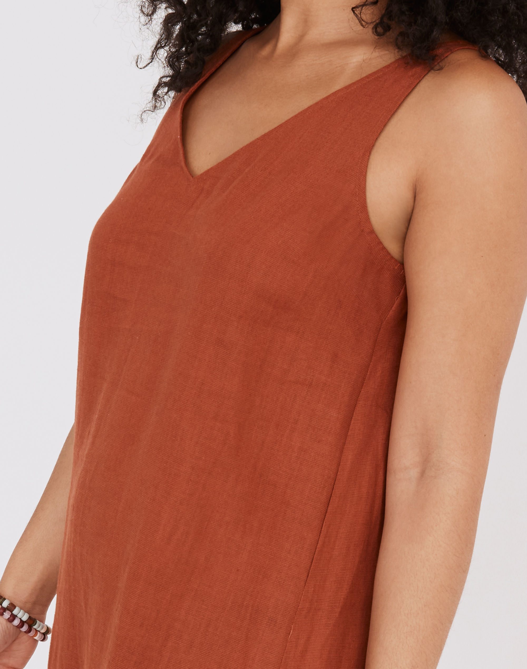 Linen-Blend V-Neck Tank Dress