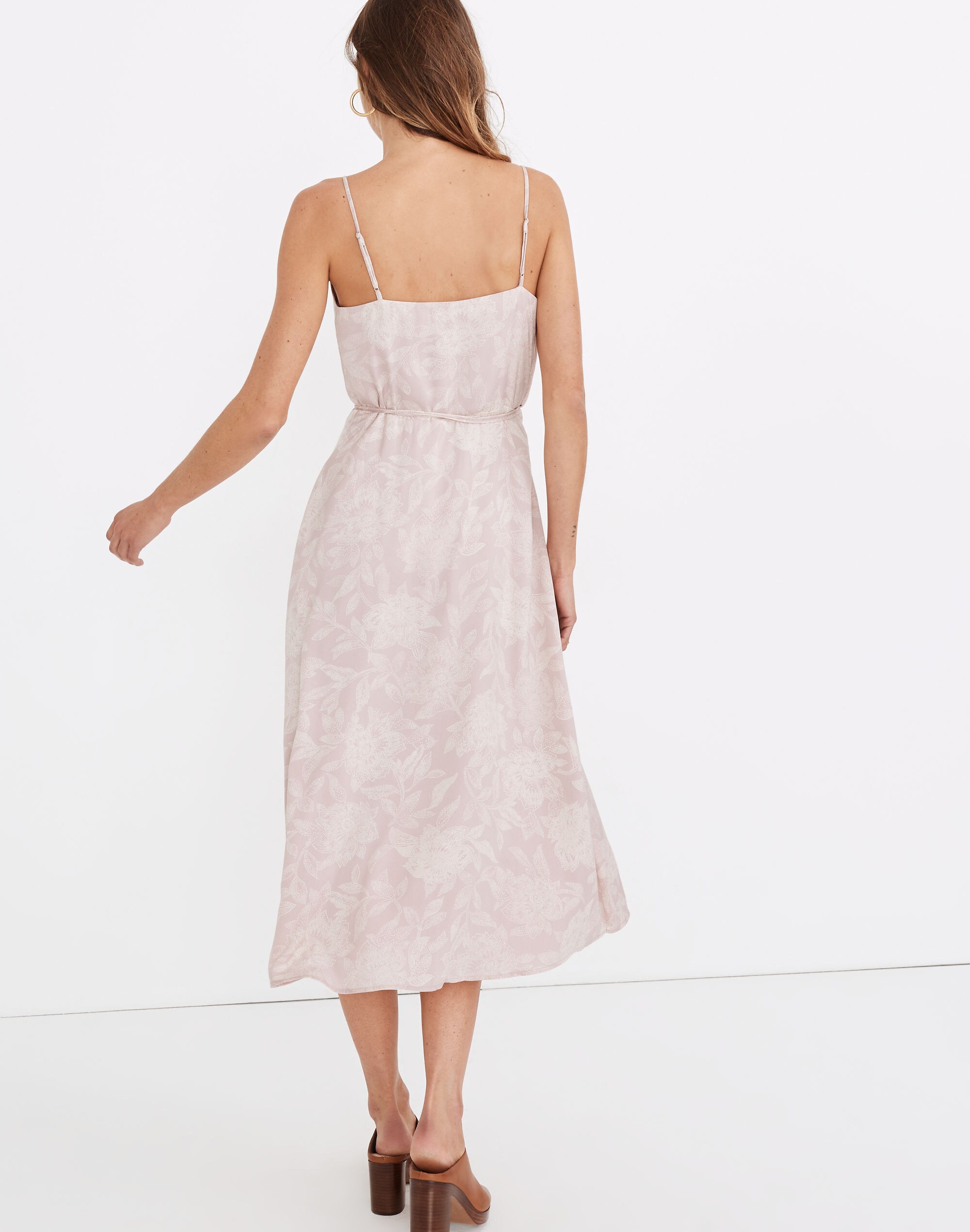 (Re)sourced Crepe Cami Wrap Dress in Pindot Blooms