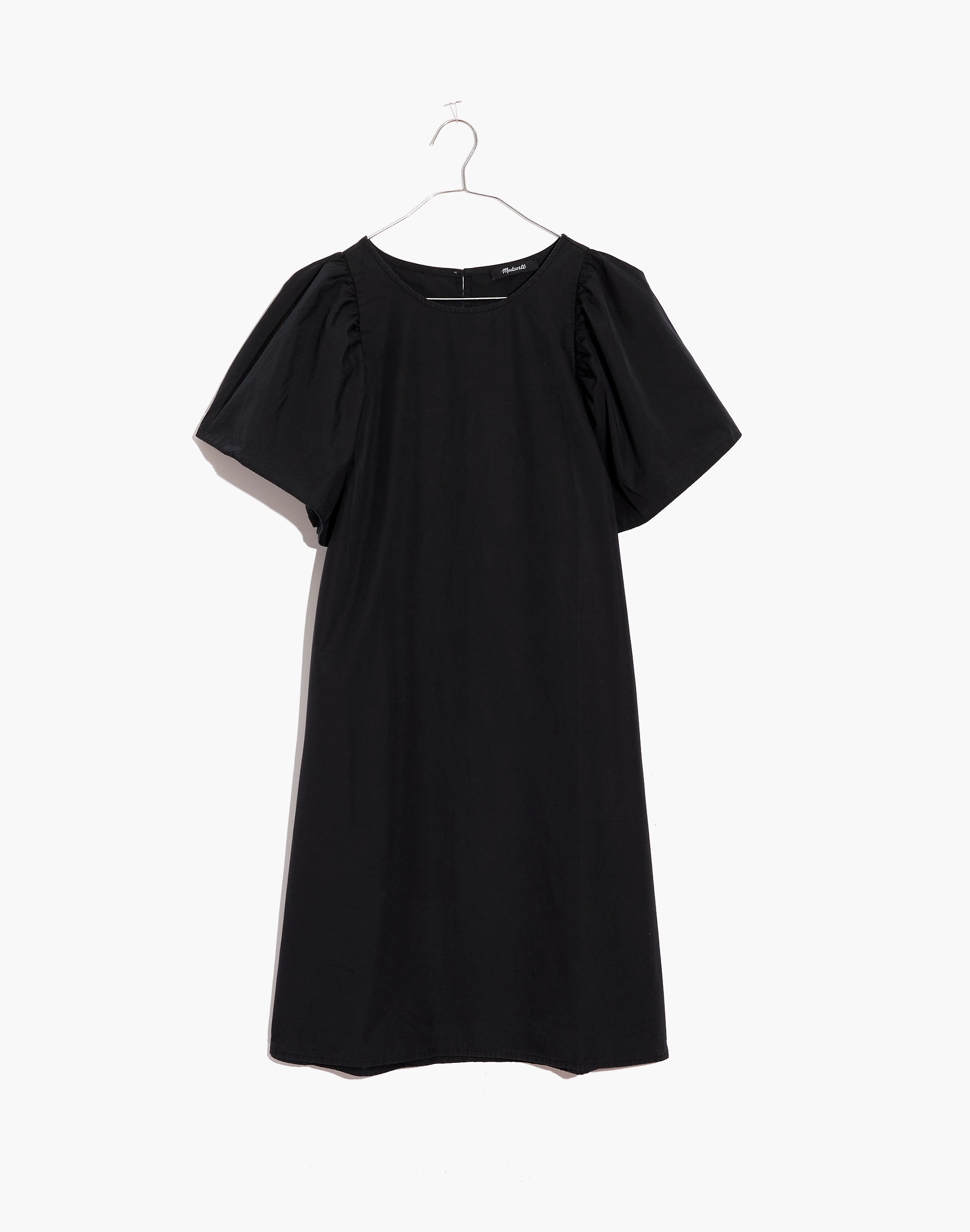 Poplin Flutter-Sleeve Shift Dress