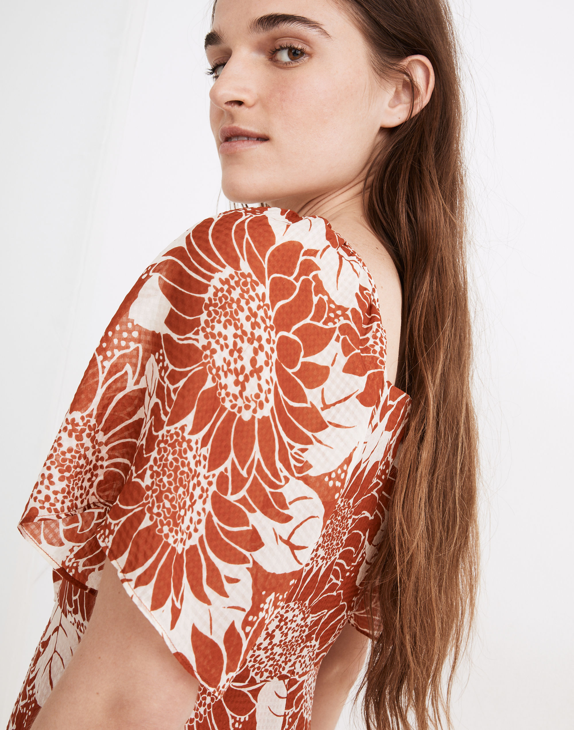 Silk Tie-Front Mini Dress in Sunflower Season