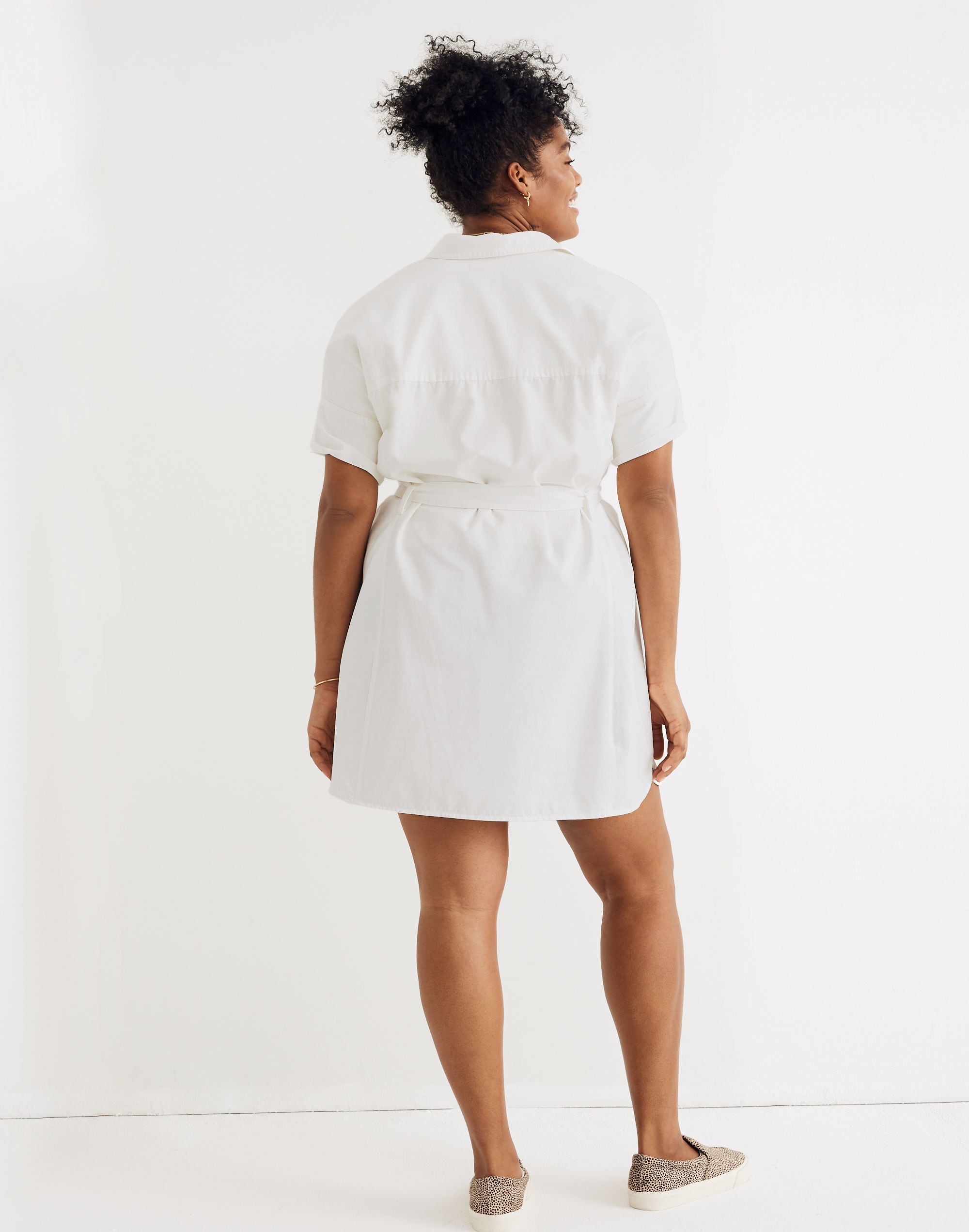 Denim Seamed Courier Tie-Waist Shirtdress