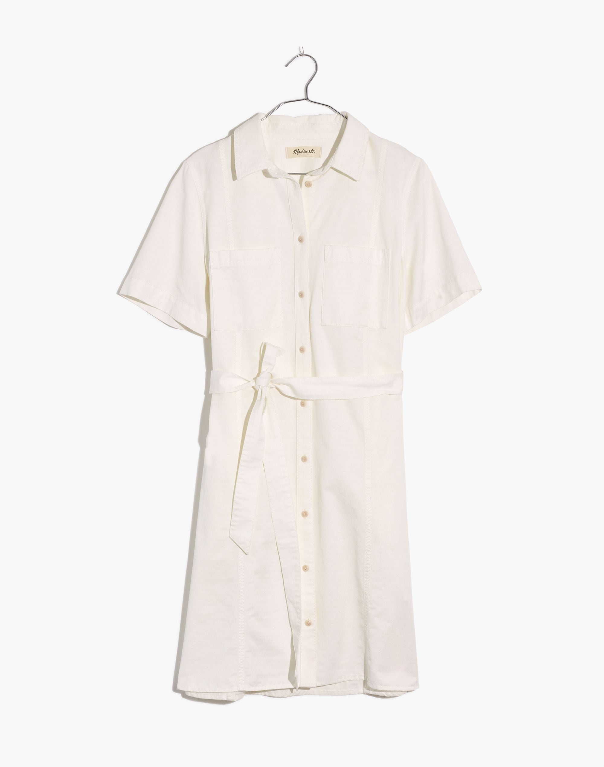 Denim Seamed Courier Tie-Waist Shirtdress