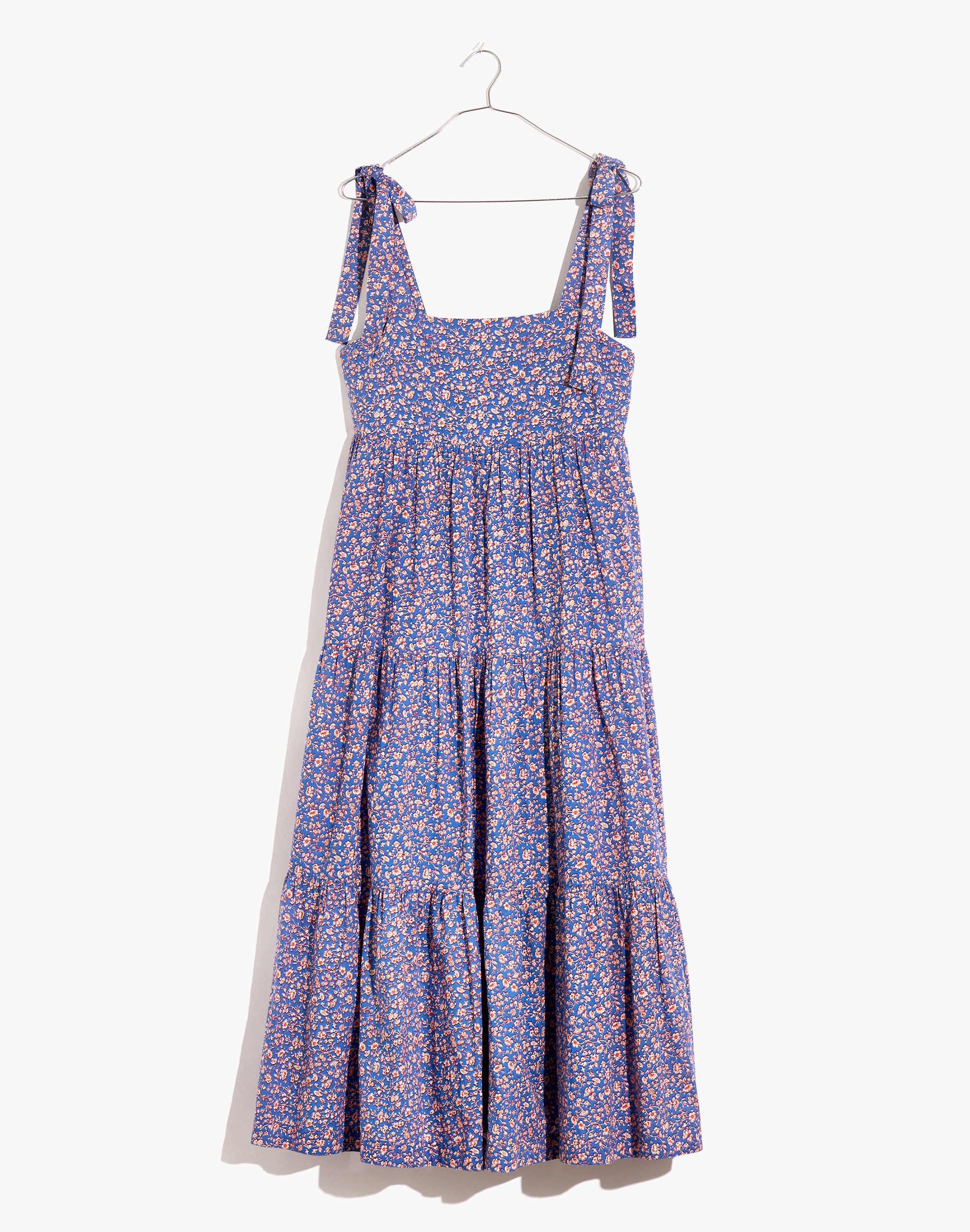 Tie-Strap Tiered Midi Dress in Summer Vines