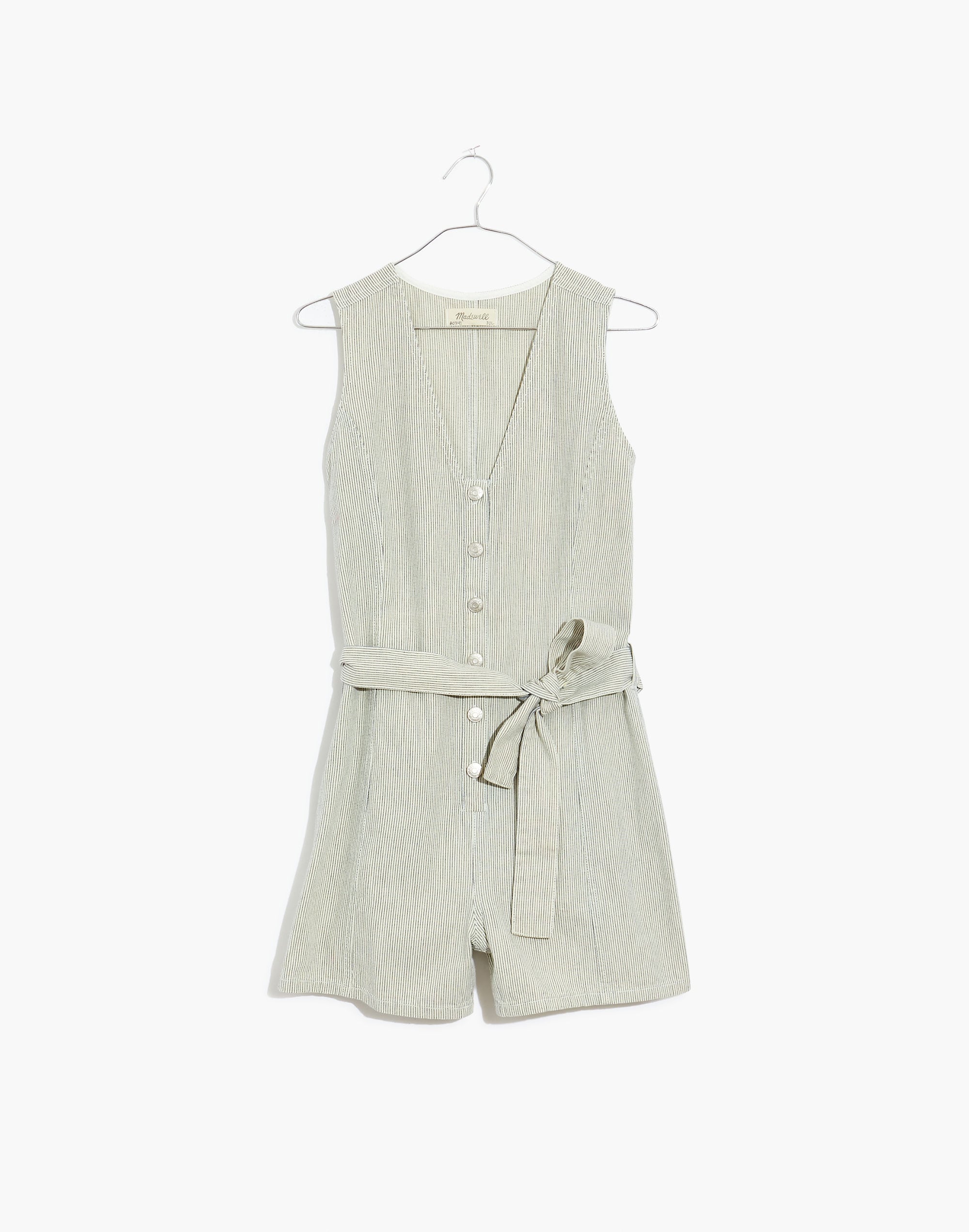 Striped Sleeveless Tie-Waist Romper