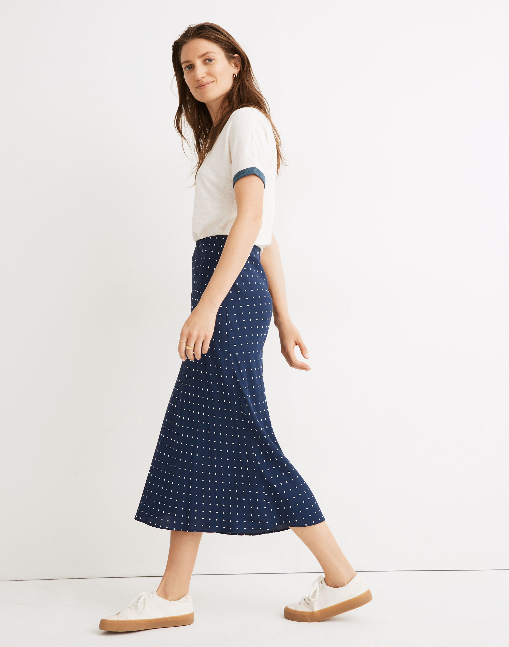 Midi Slip Skirt in Polka Dot