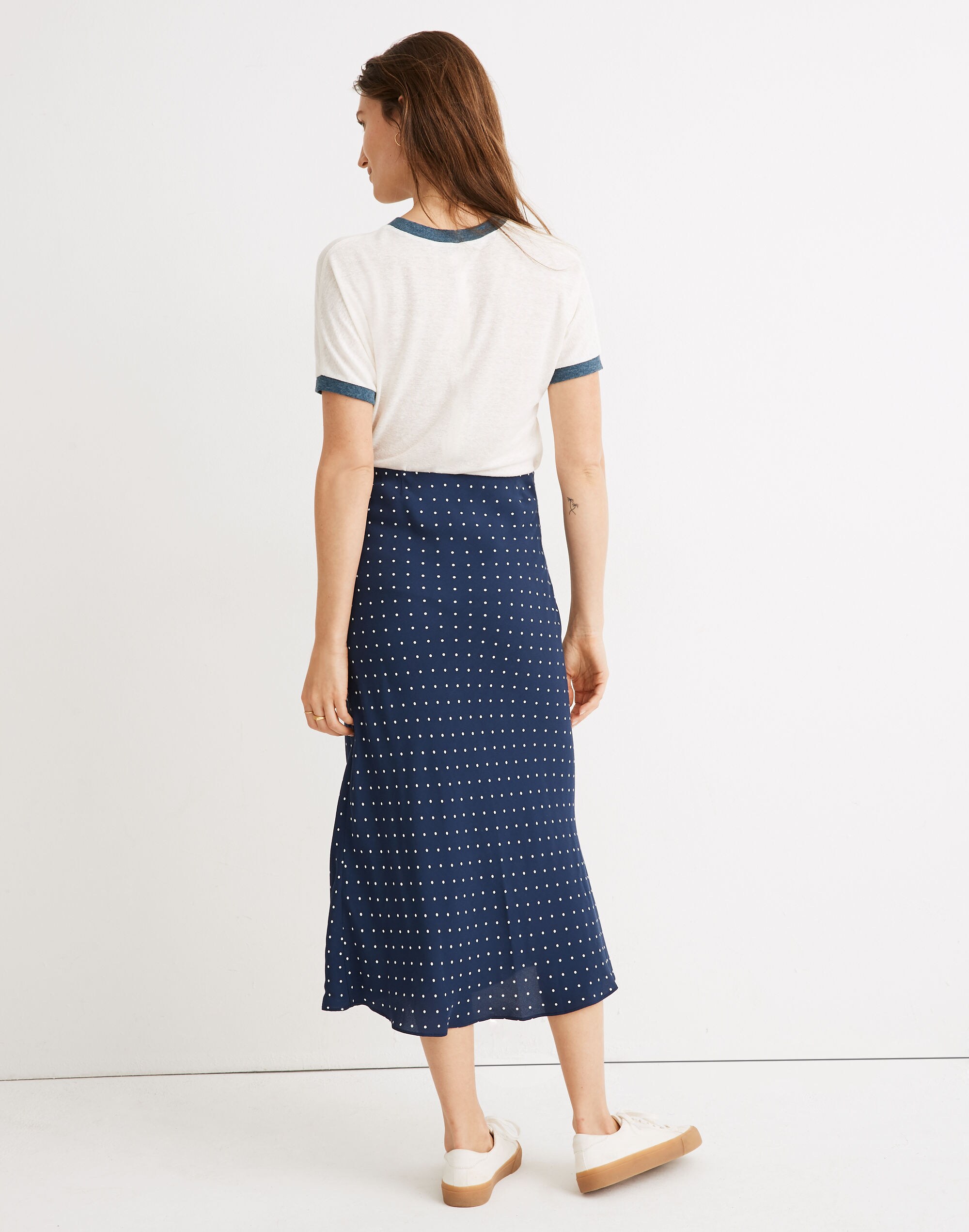 Midi Slip Skirt in Polka Dot