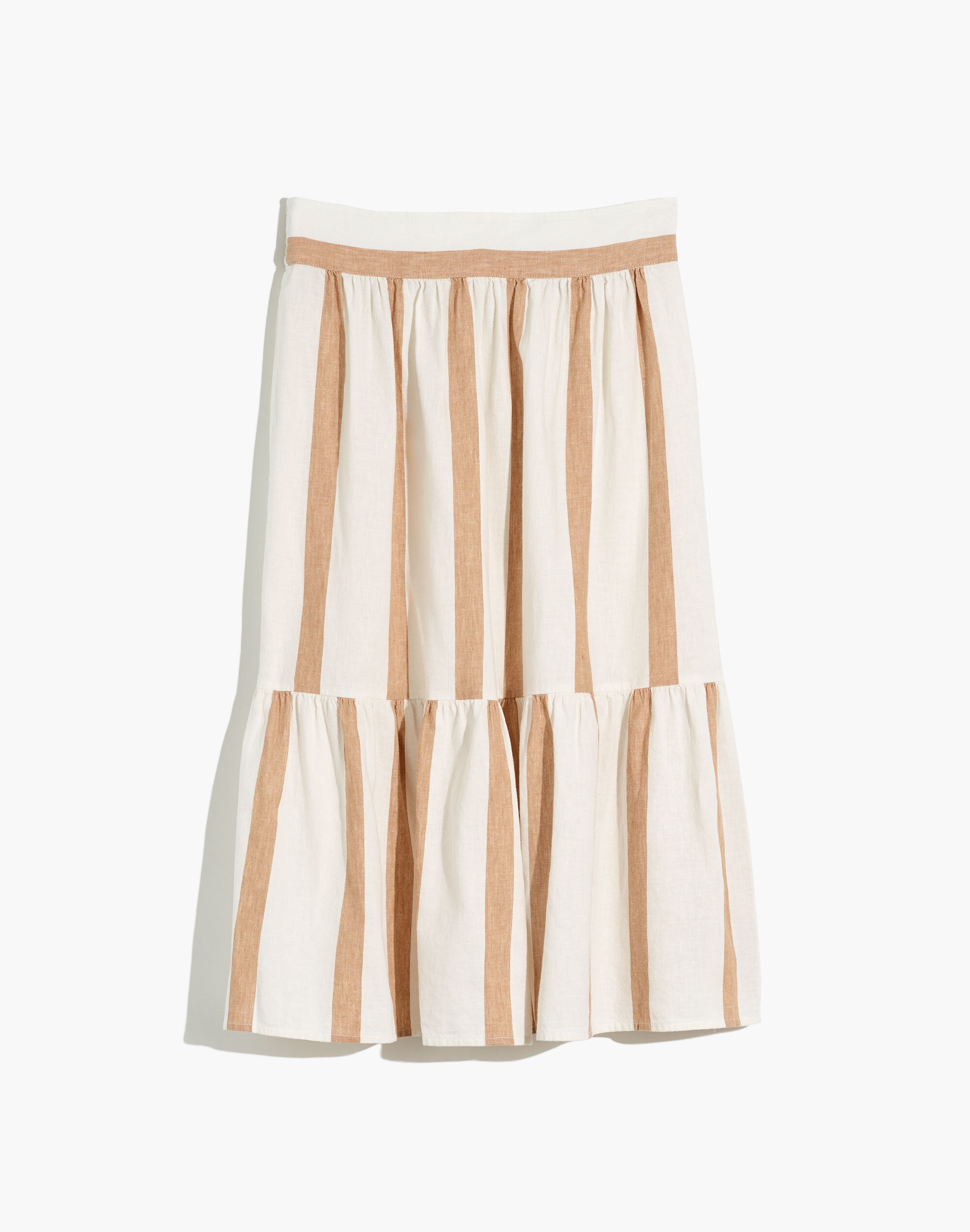 Ruffle-Hem Midi Skirt in Stripe