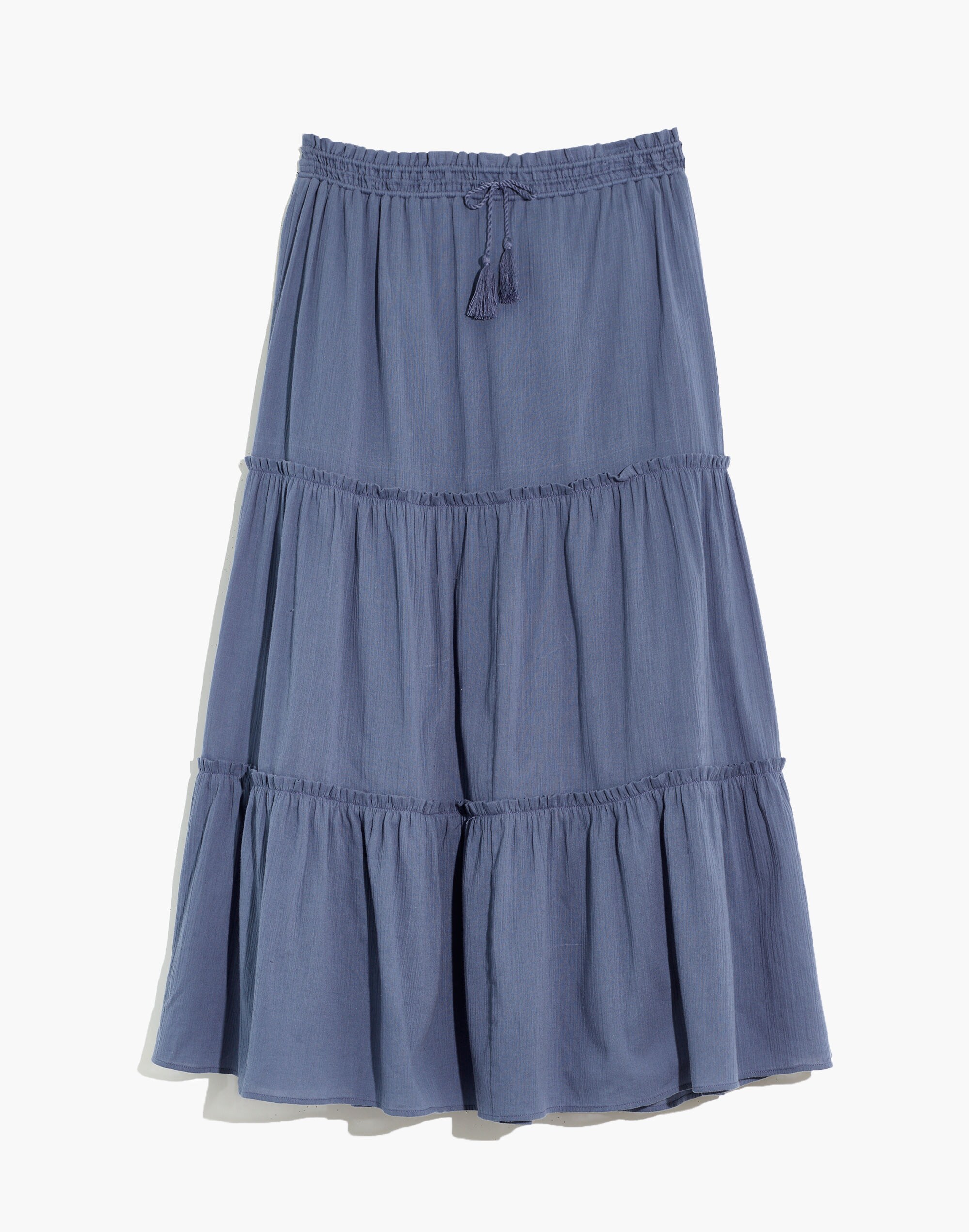 Drawstring Tiered Maxi Skirt