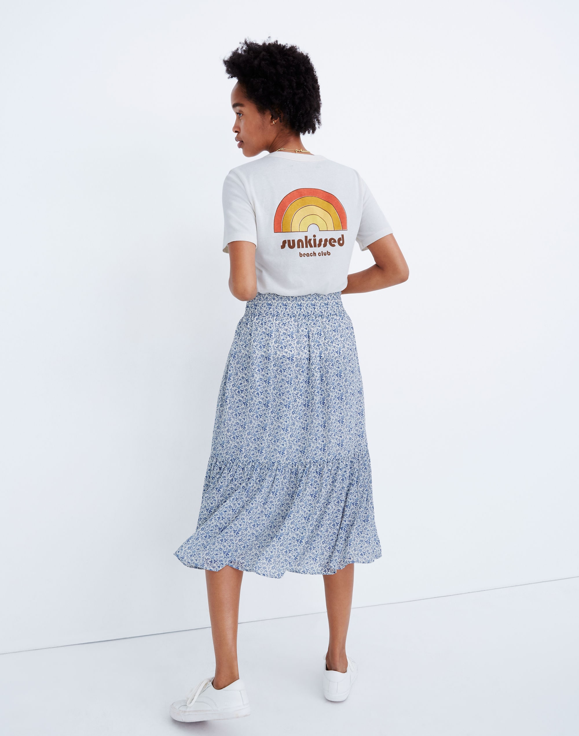 Tiered Peasant Midi Skirt in Climbing Floral