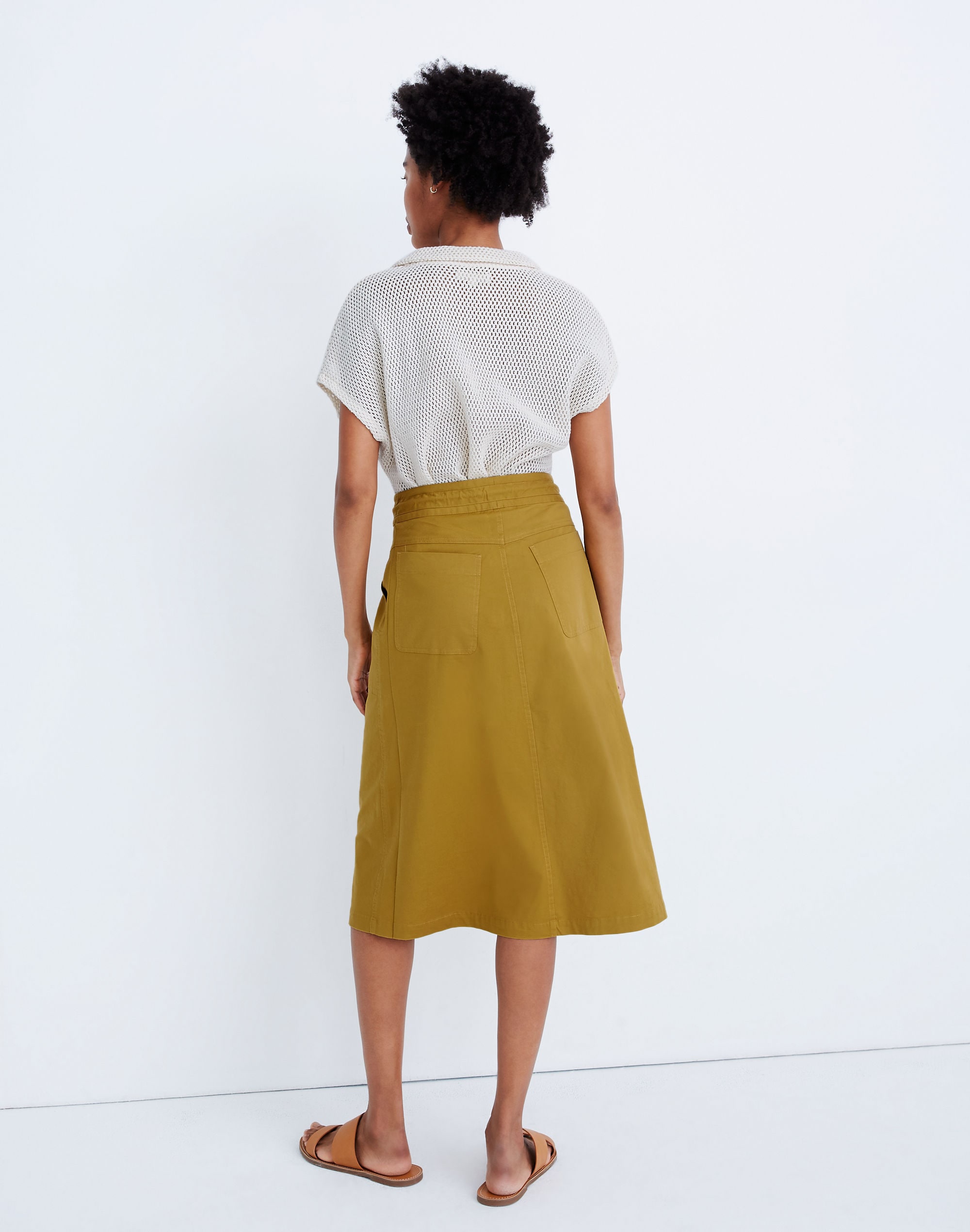 Tie-Waist Utility Midi Skirt