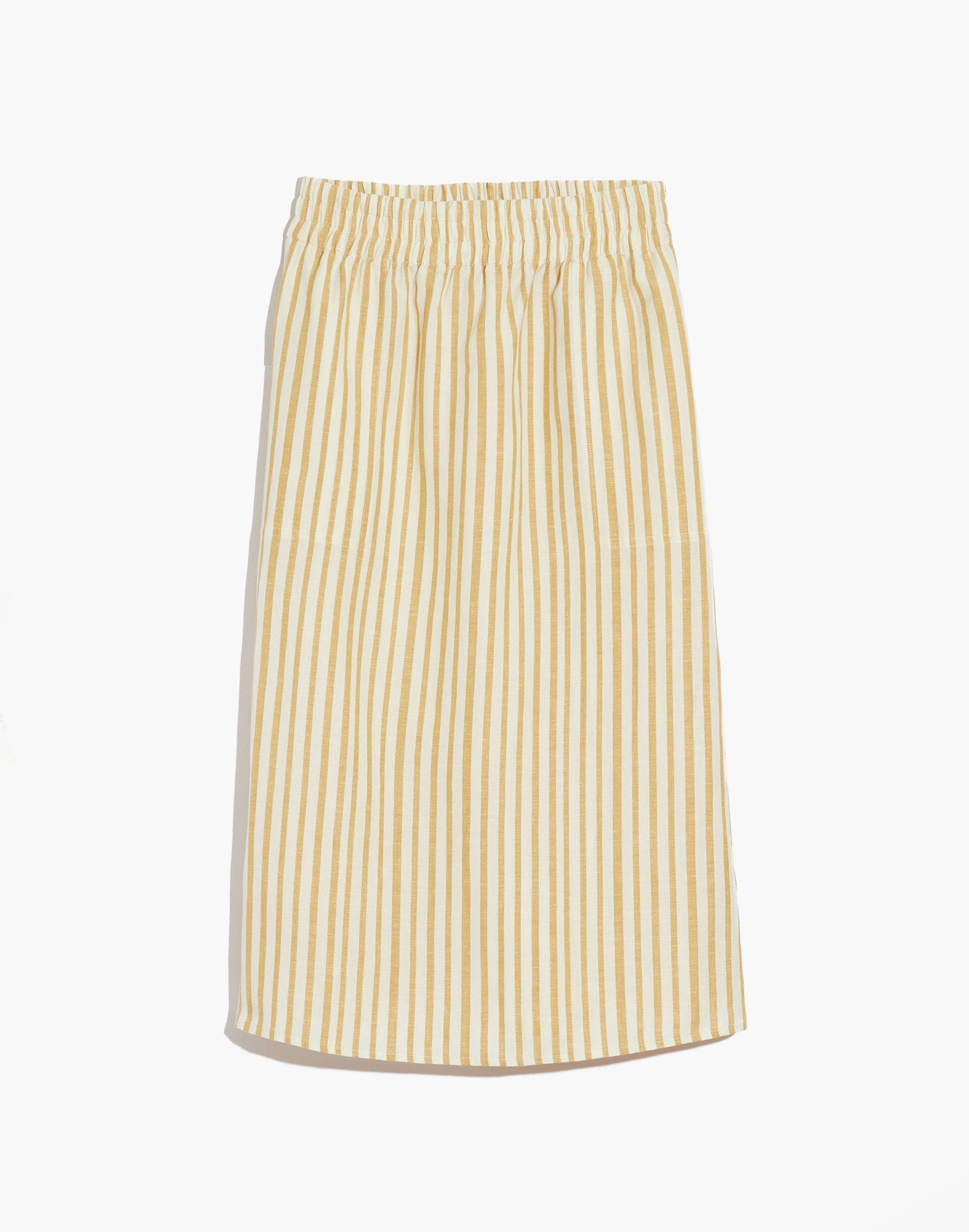 Smocked-Waist Midi Skirt in Stripe