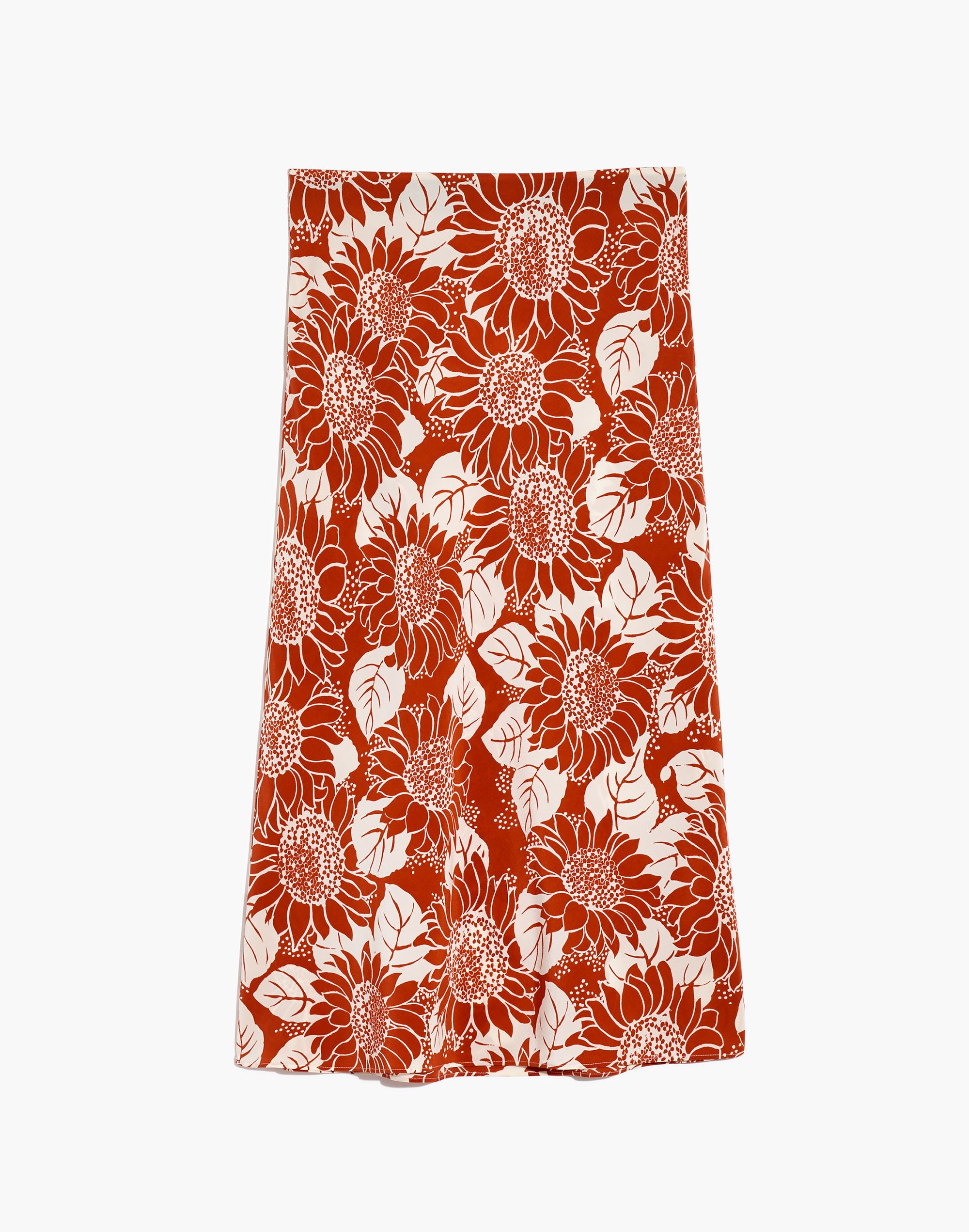 Silk Midi Slip Skirt in Sunflower Season