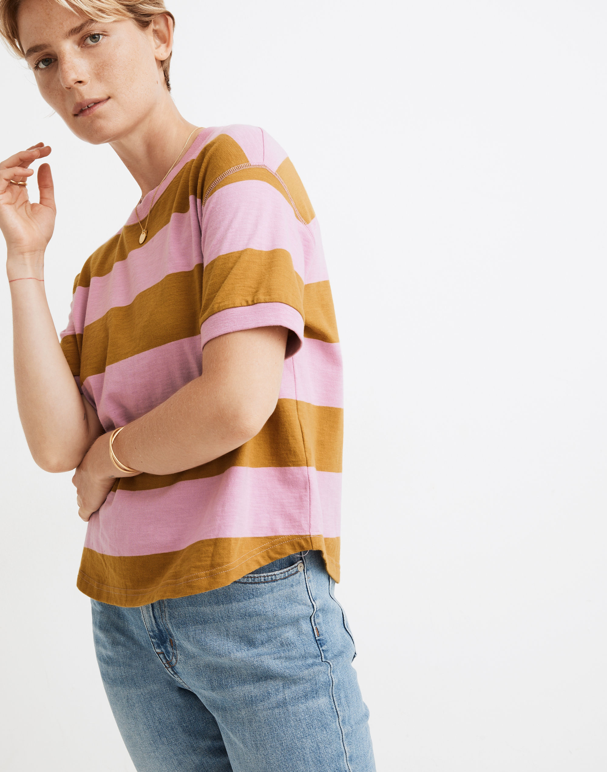 Everyday Crop Tee in Rugby Stripe