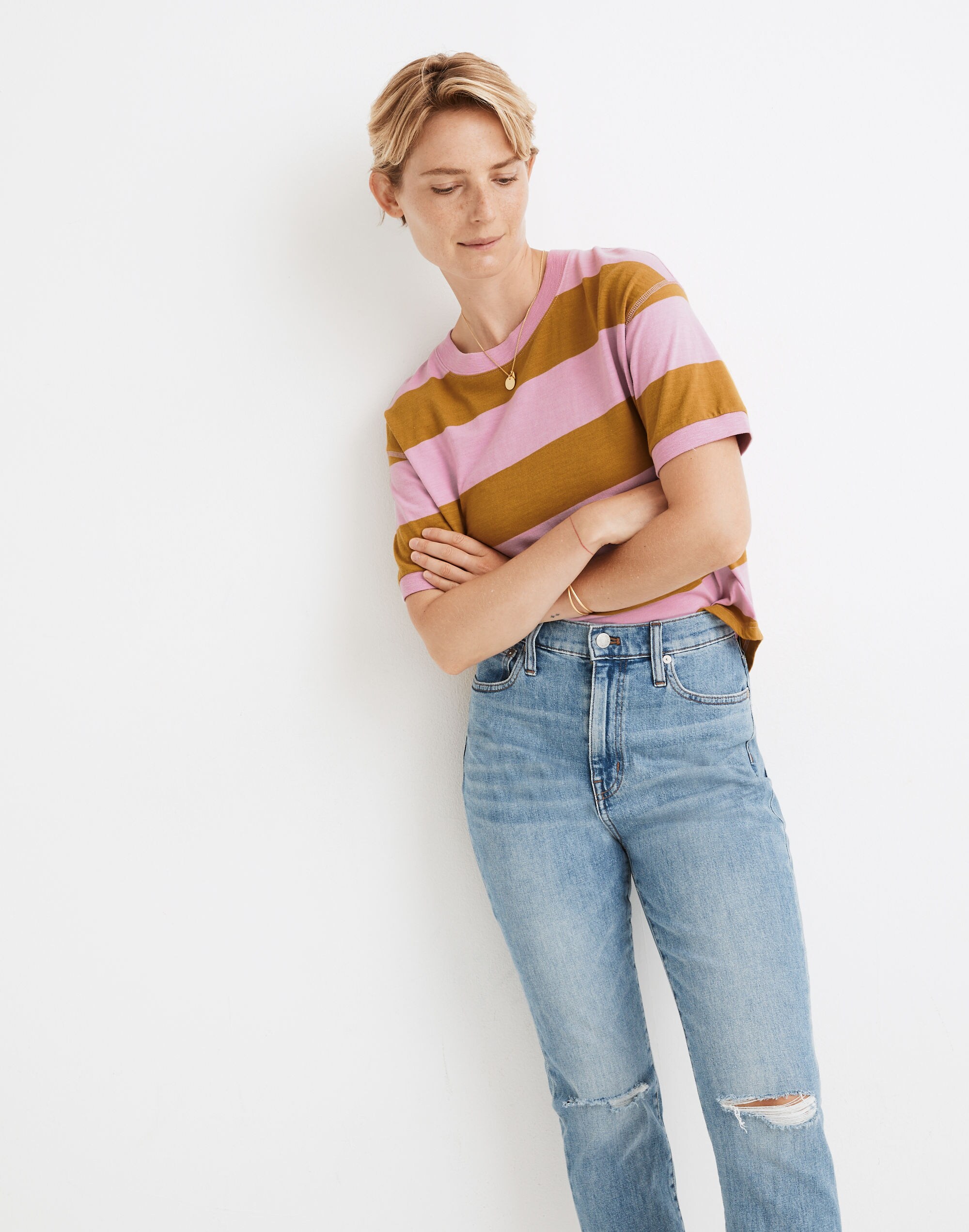 Everyday Crop Tee in Rugby Stripe