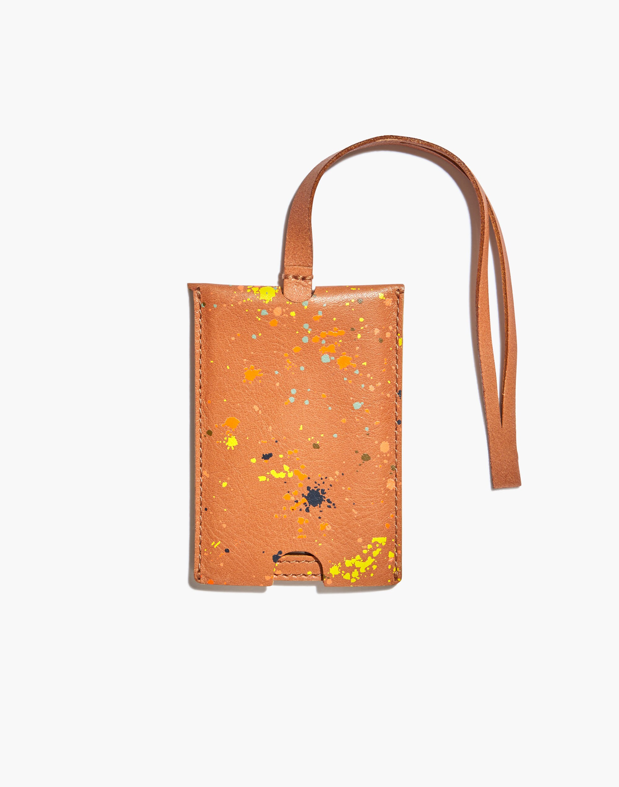The Leather Luggage Tag: Paint Spattered Edition