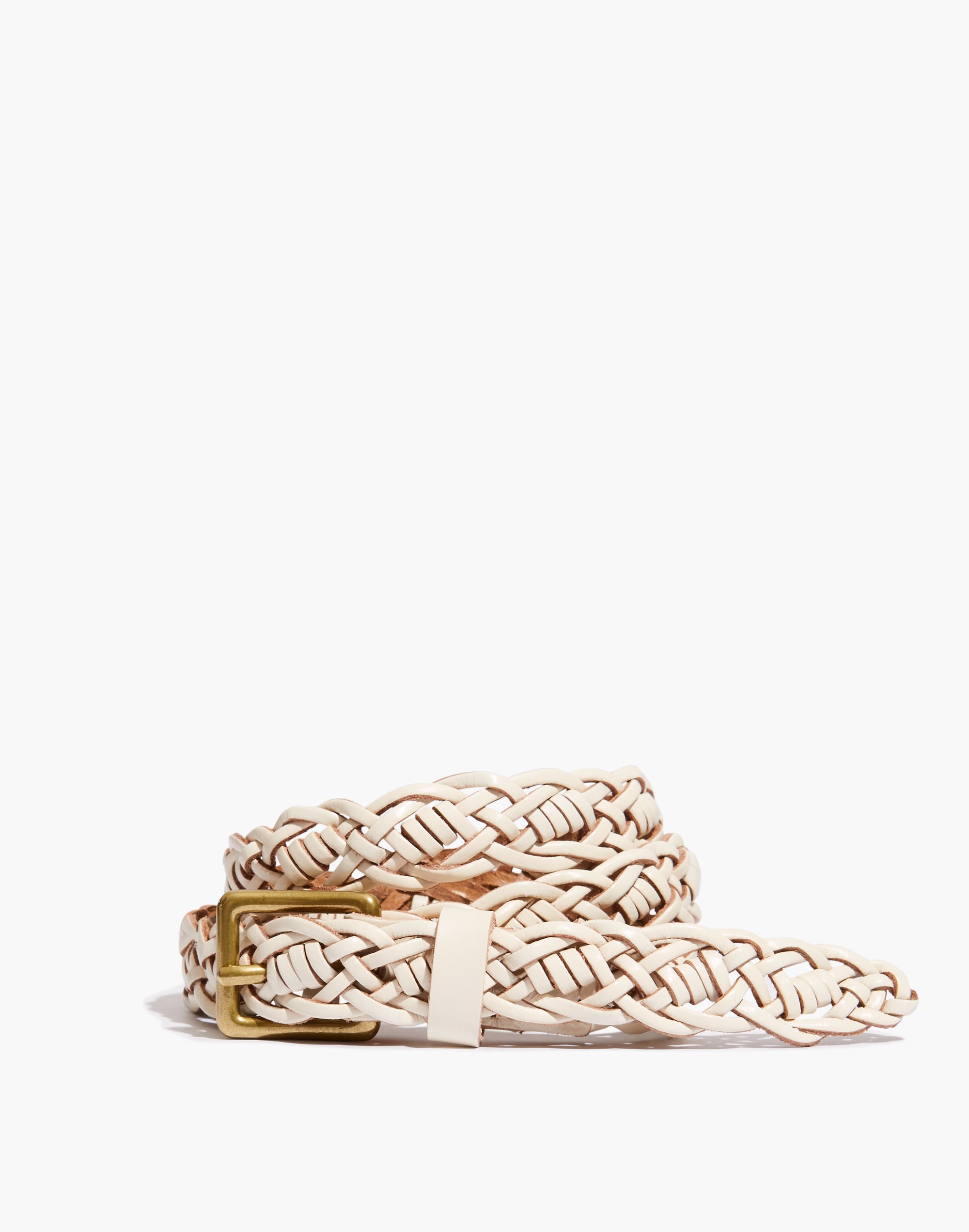 skinny woven leather belt
