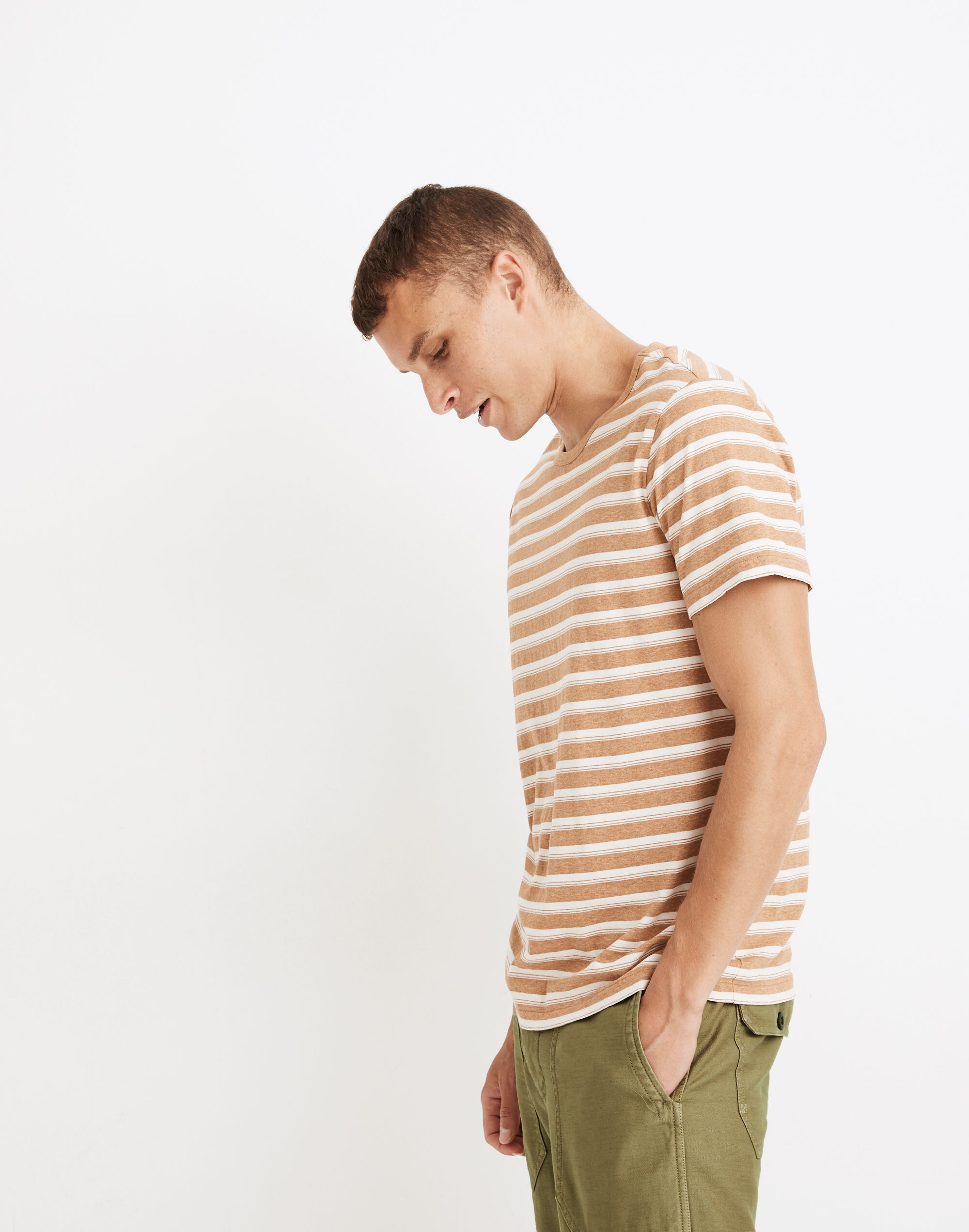 Allday Crewneck Tee in Natural Stripe