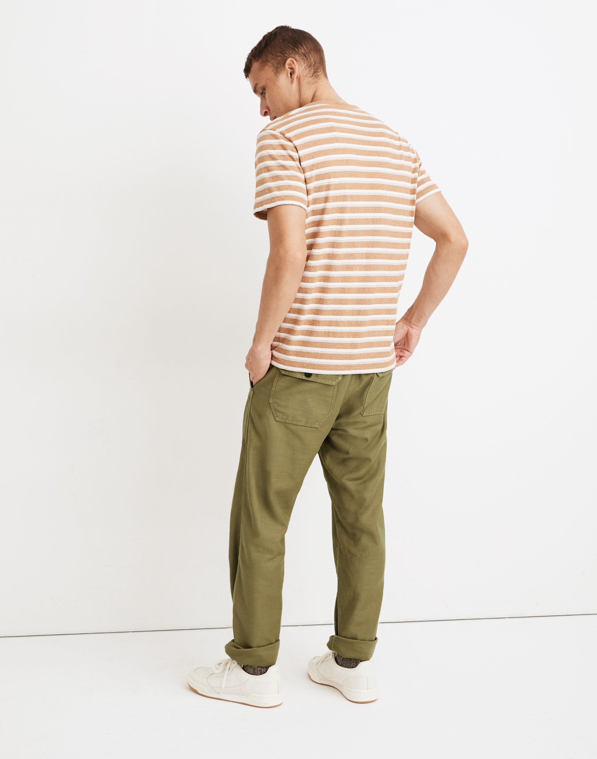 Allday Crewneck Tee in Natural Stripe