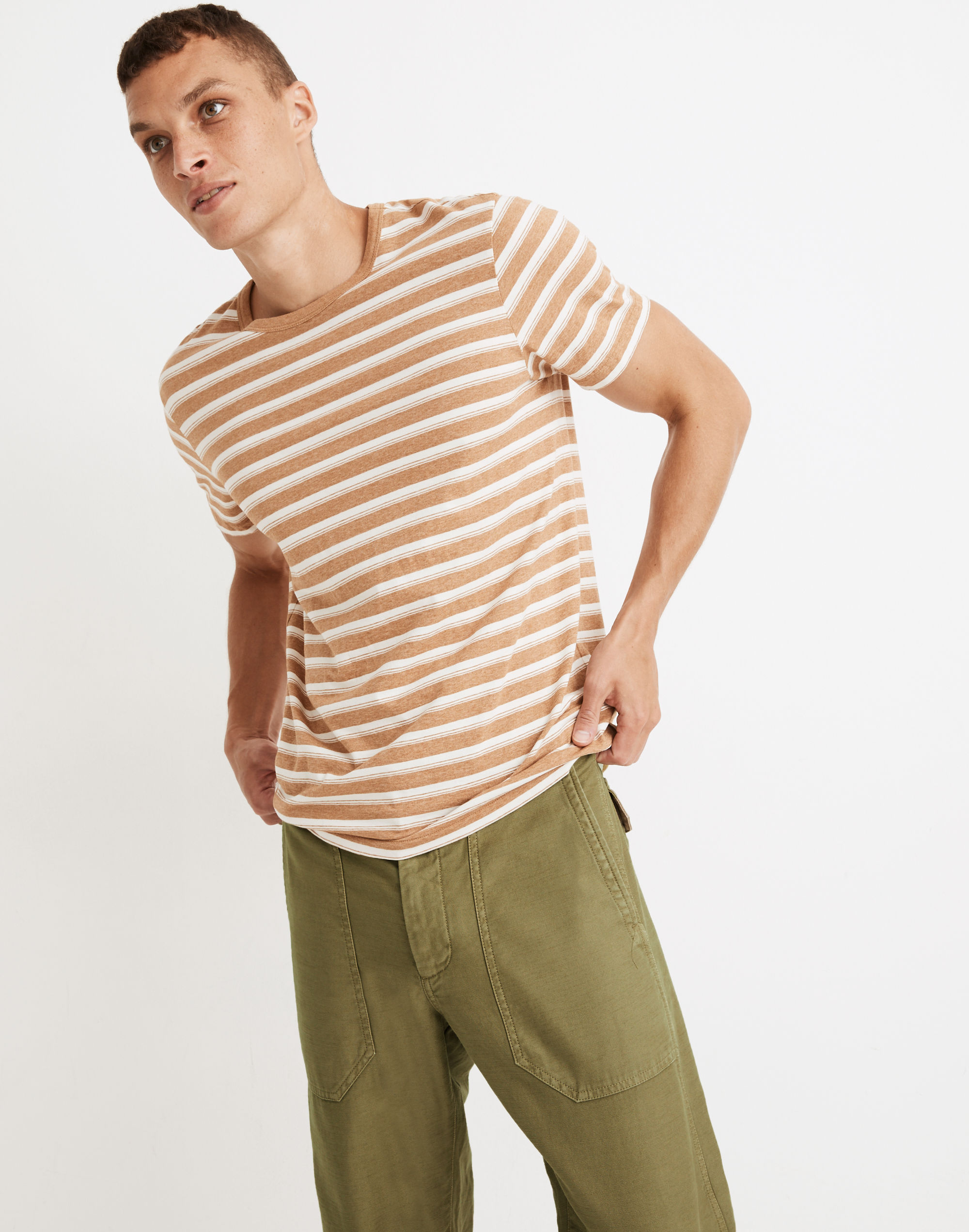 Allday Crewneck Tee in Natural Stripe