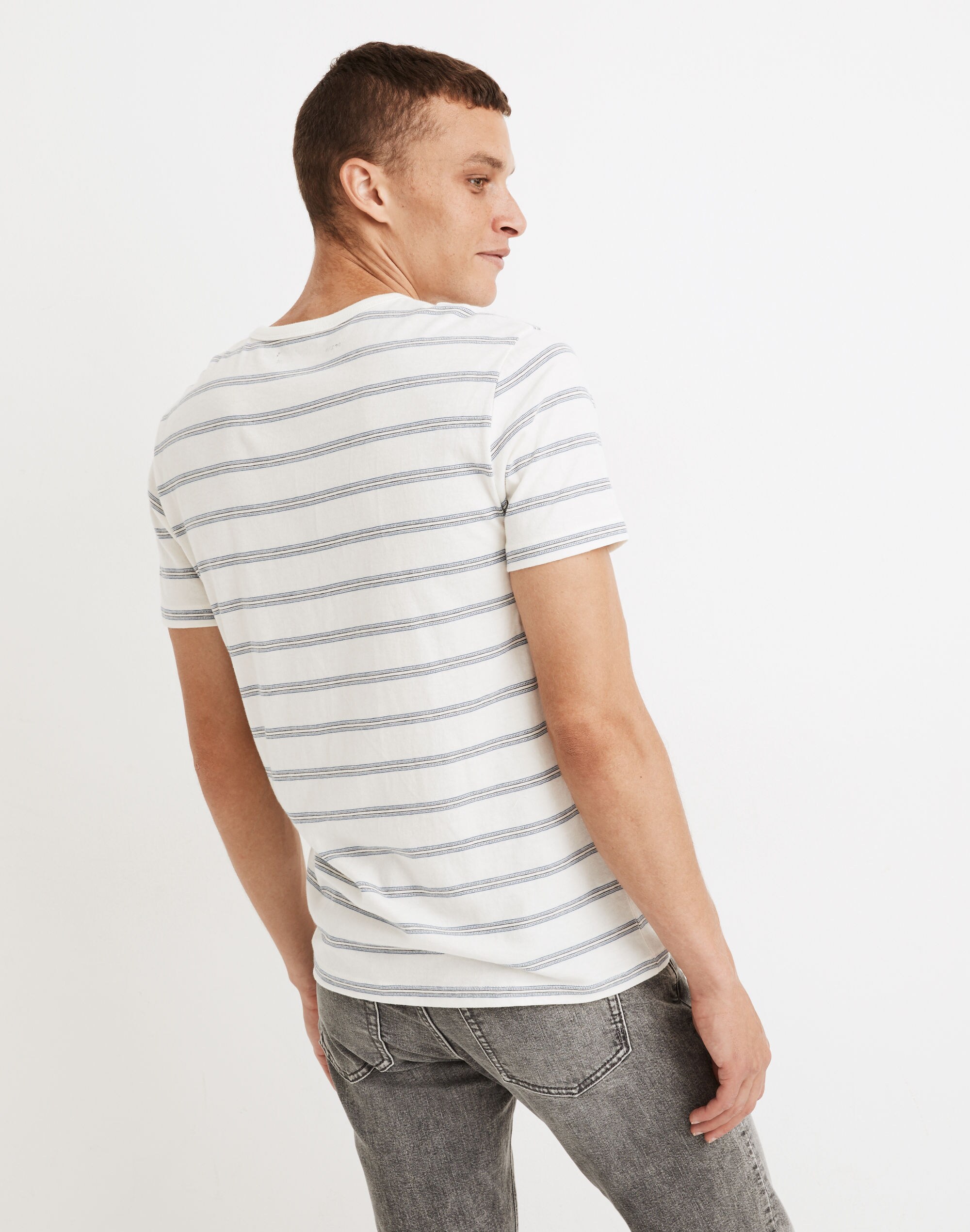 Allday Crewneck Tee in Yarn-Dyed Jacquard Stripe