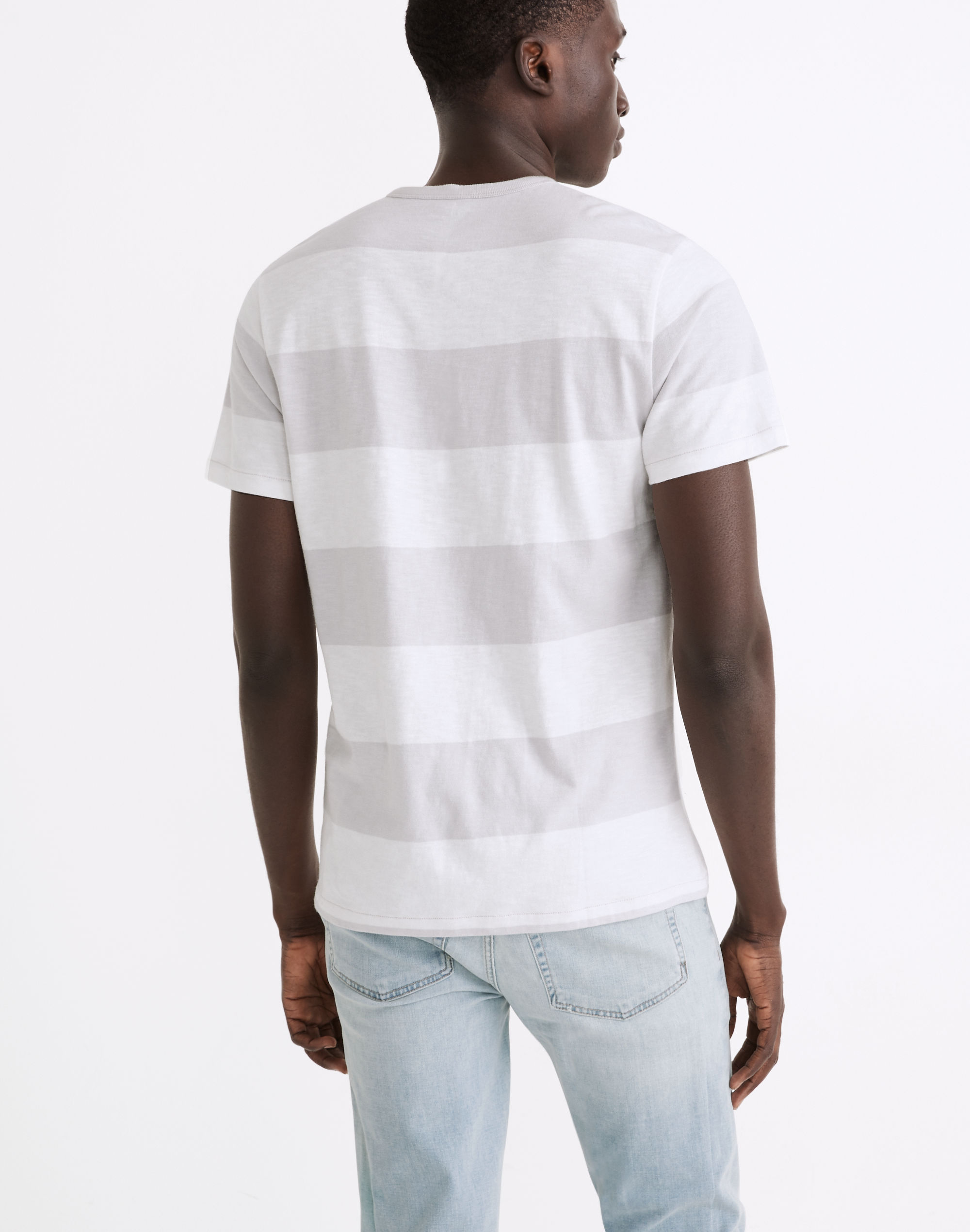 Allday Crewneck Tee in Gray Rugby Stripe