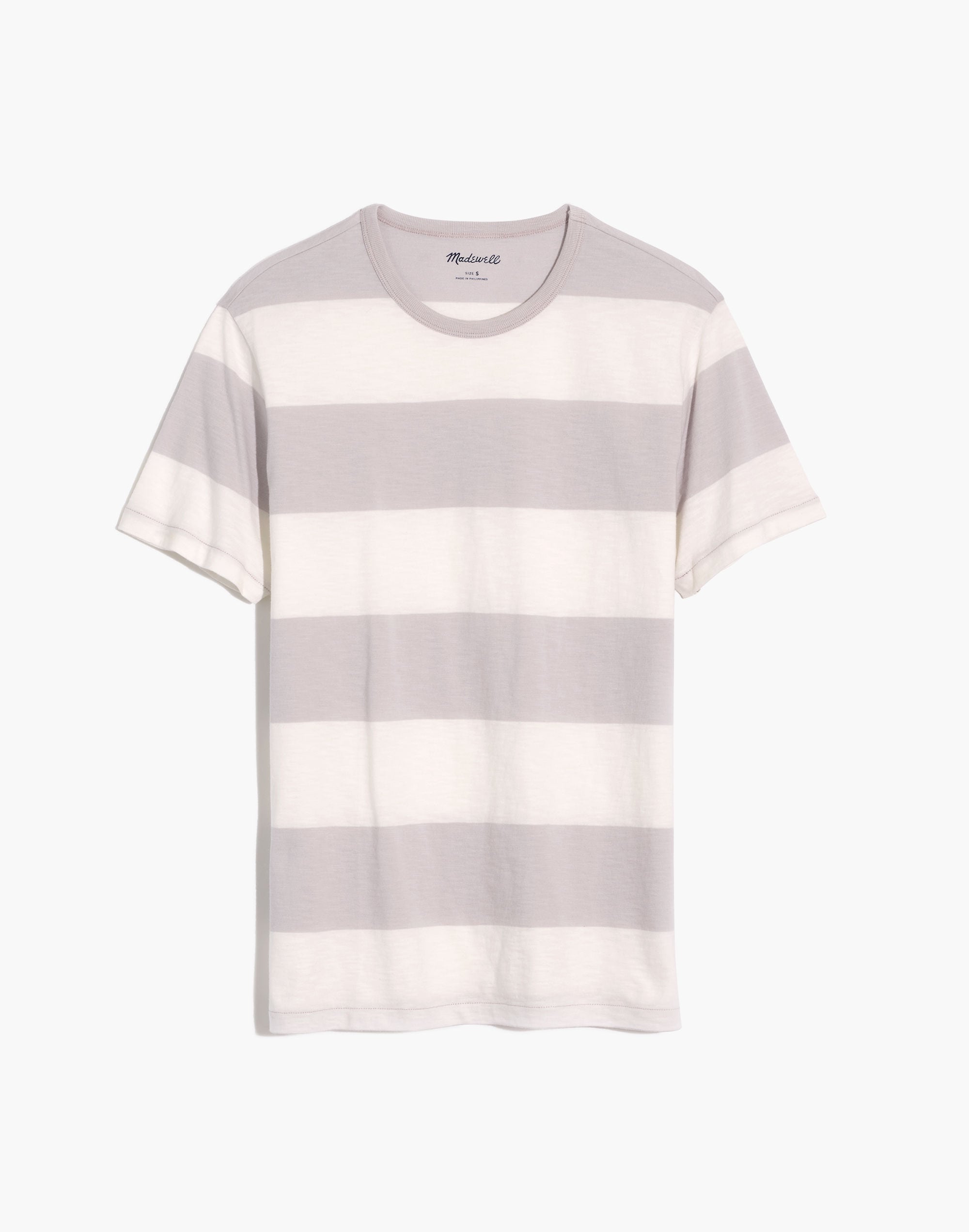 Allday Crewneck Tee in Gray Rugby Stripe