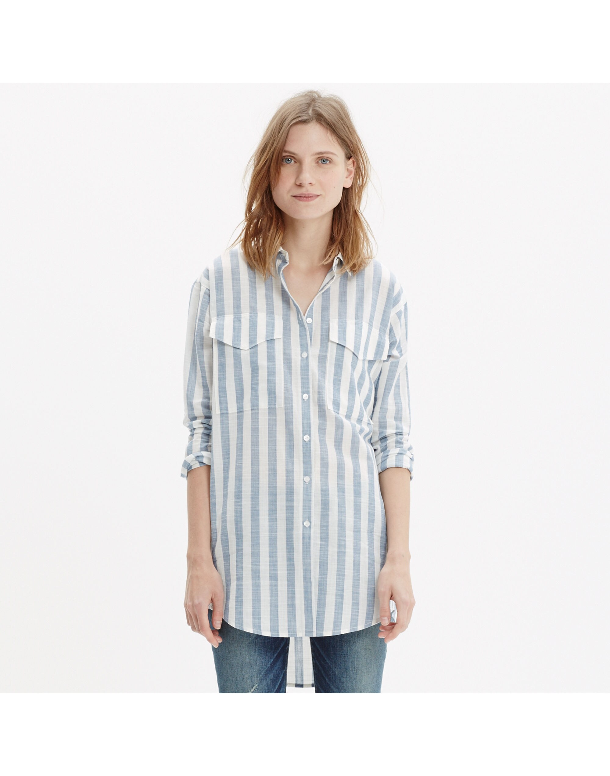Oversized Button-Down Shirt in Major Stripe