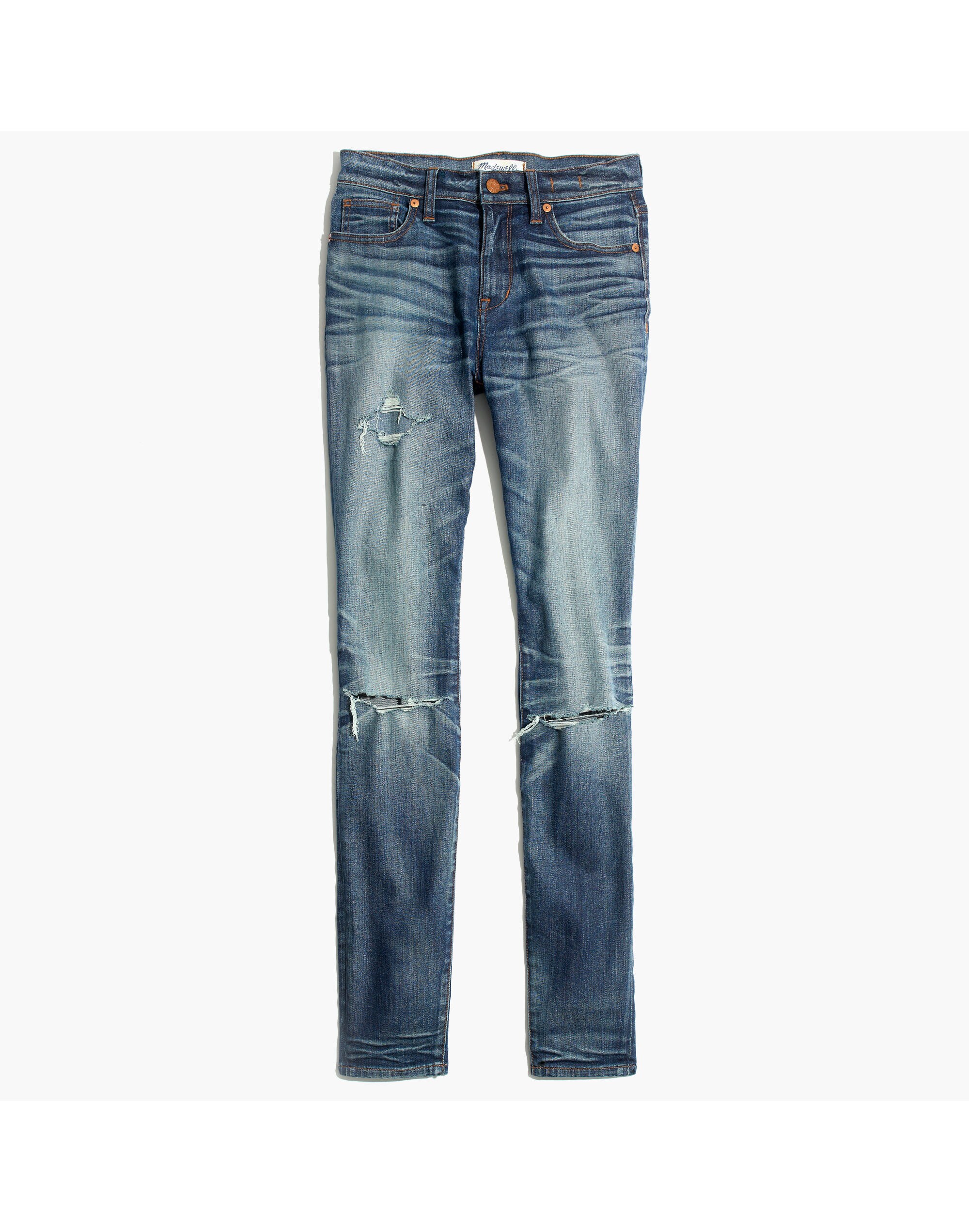 9" High-Rise Skinny Jeans: Torn-Knee Edition