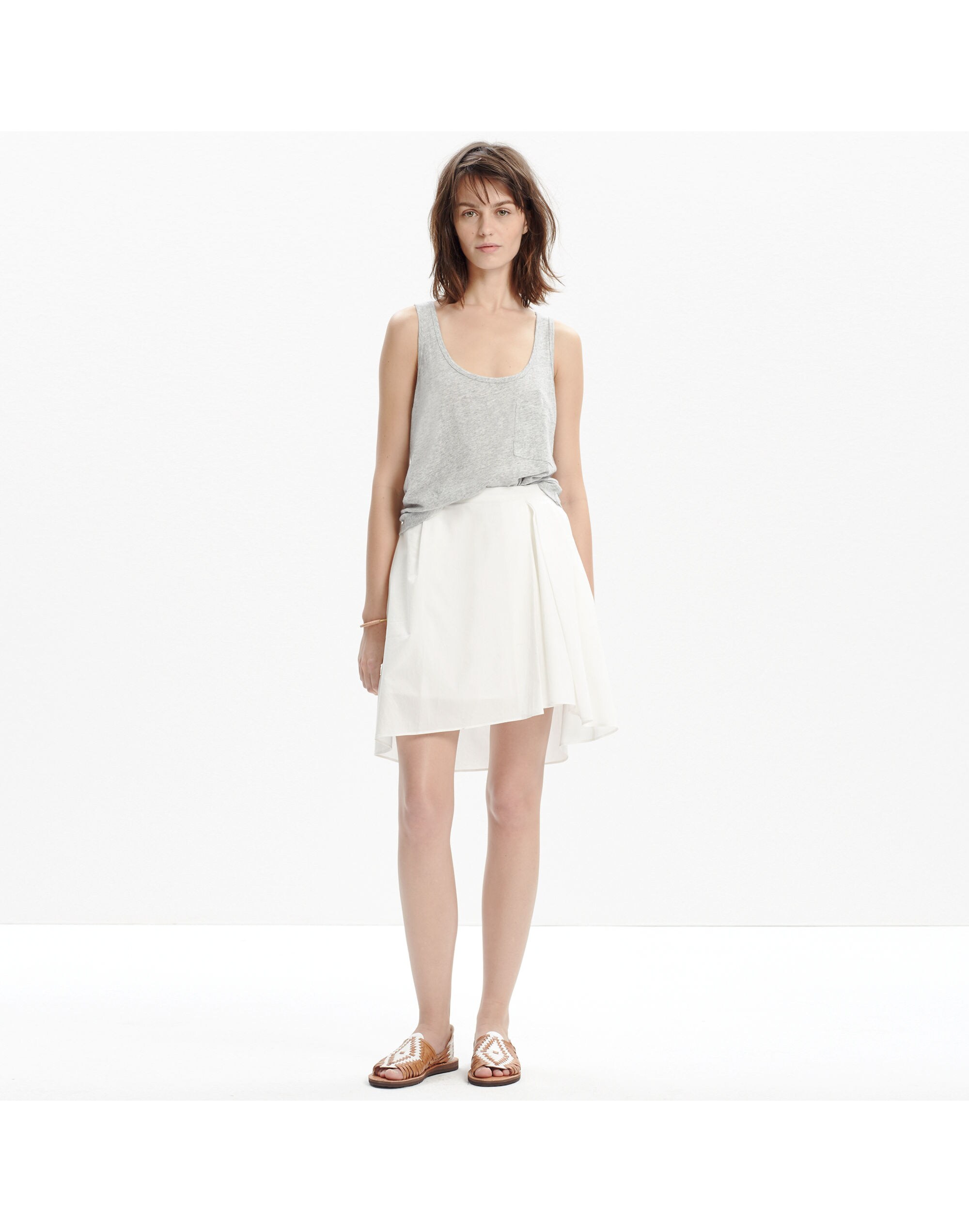 White Side-Pleat Mini Skirt