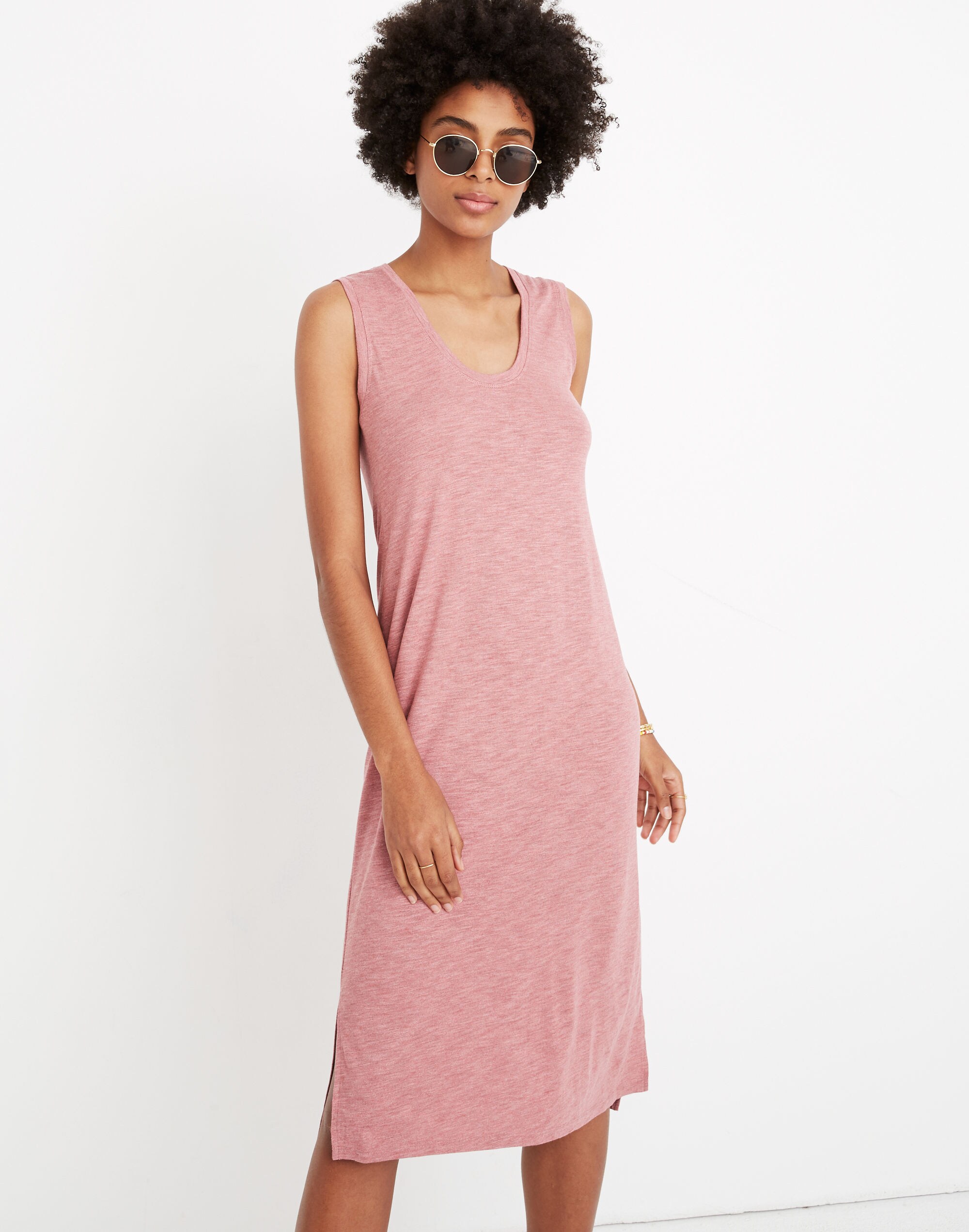 madewell v neck jersey tank dress cut-out
