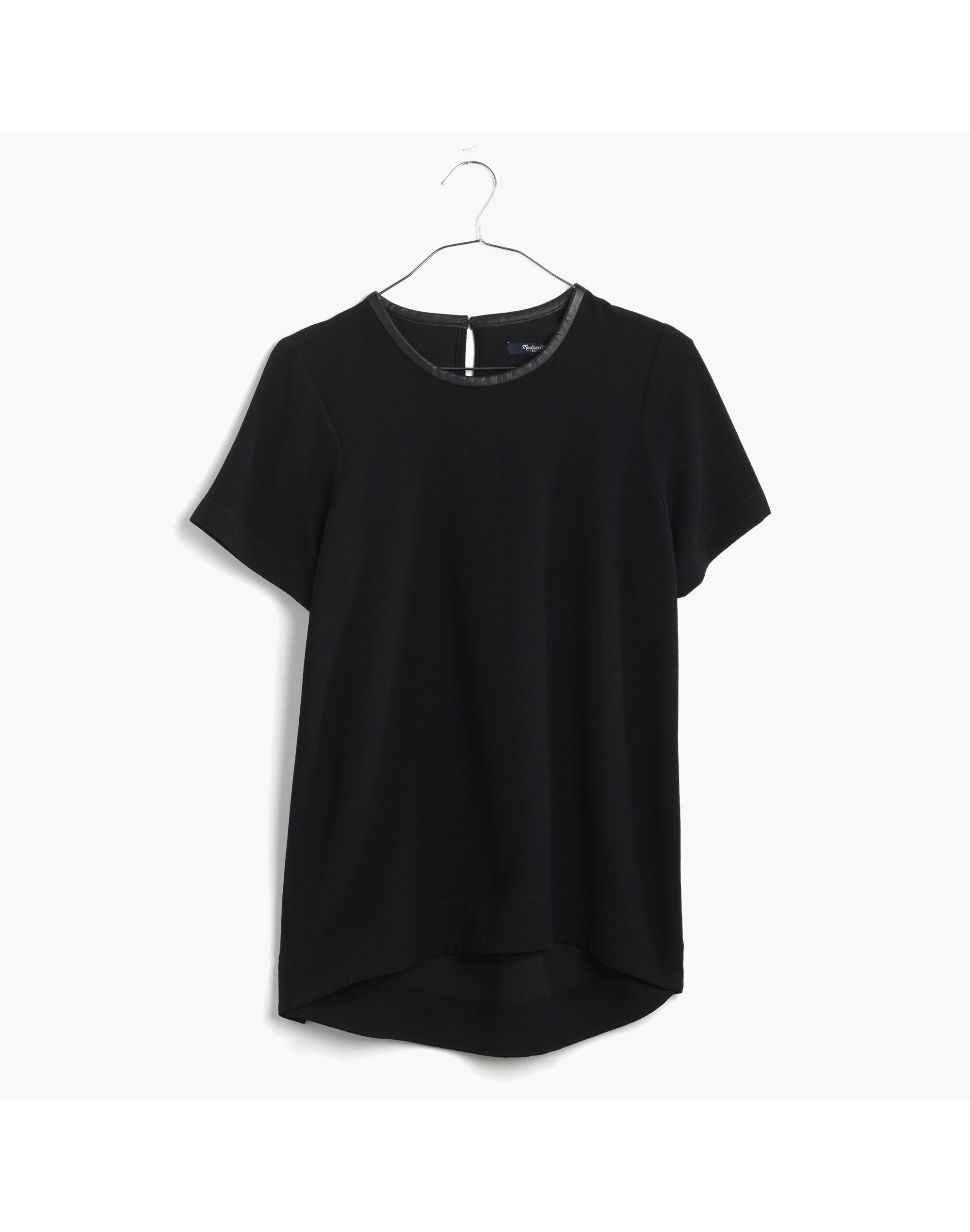 Leather-Trim Tailored Tee