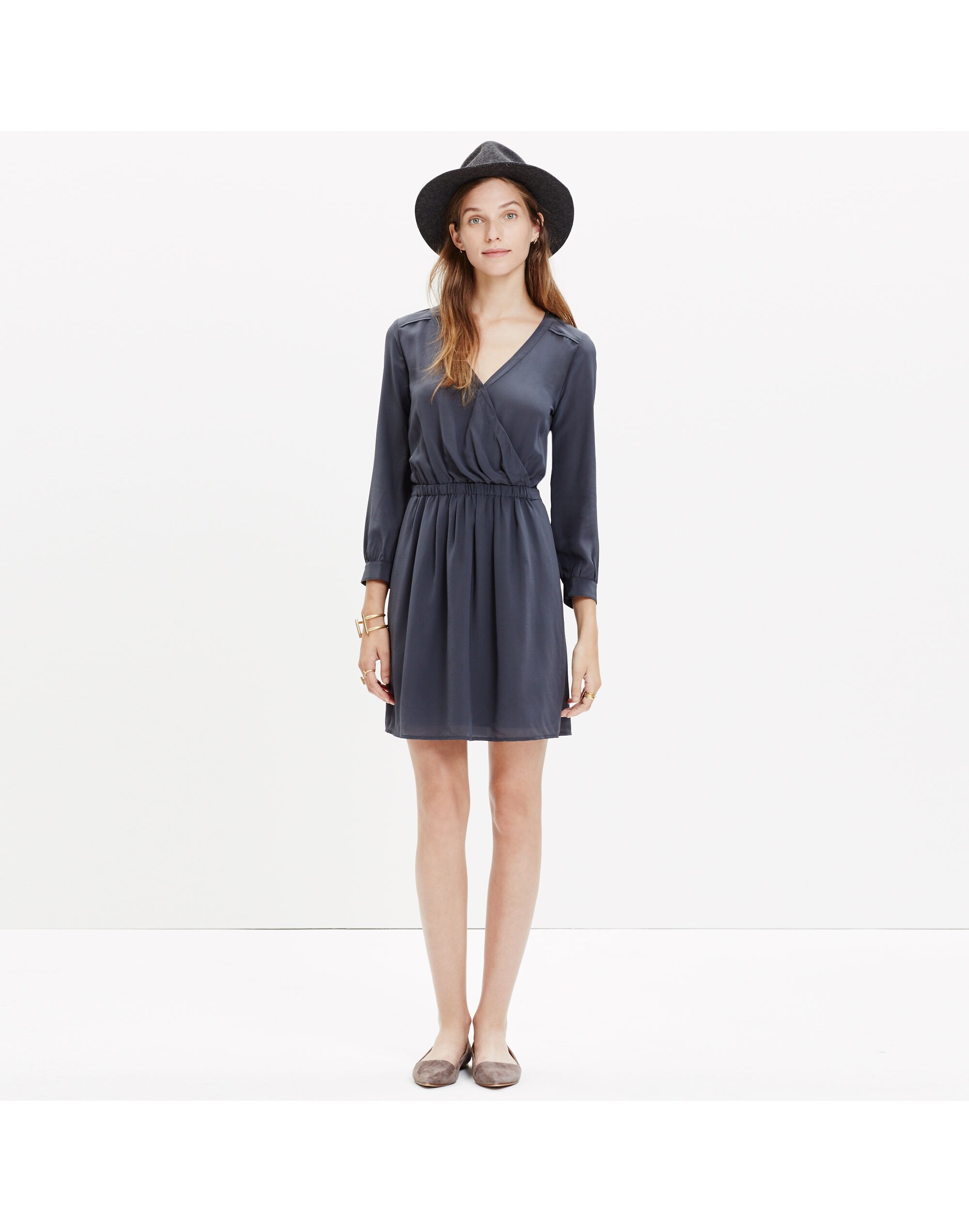 Silk Faux-Wrap Dress