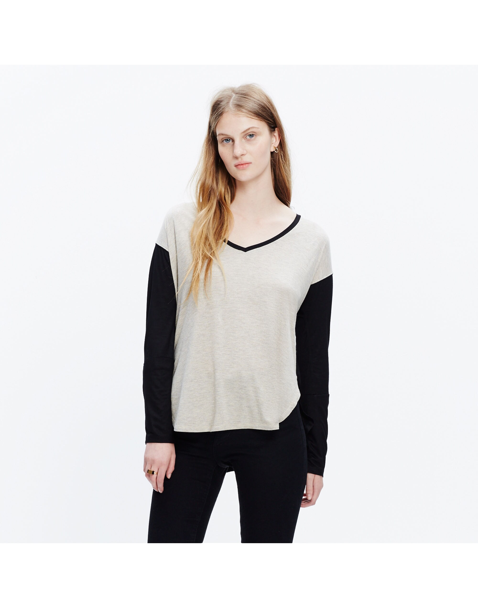 anthem long-sleeve v-neck tee in colorblock