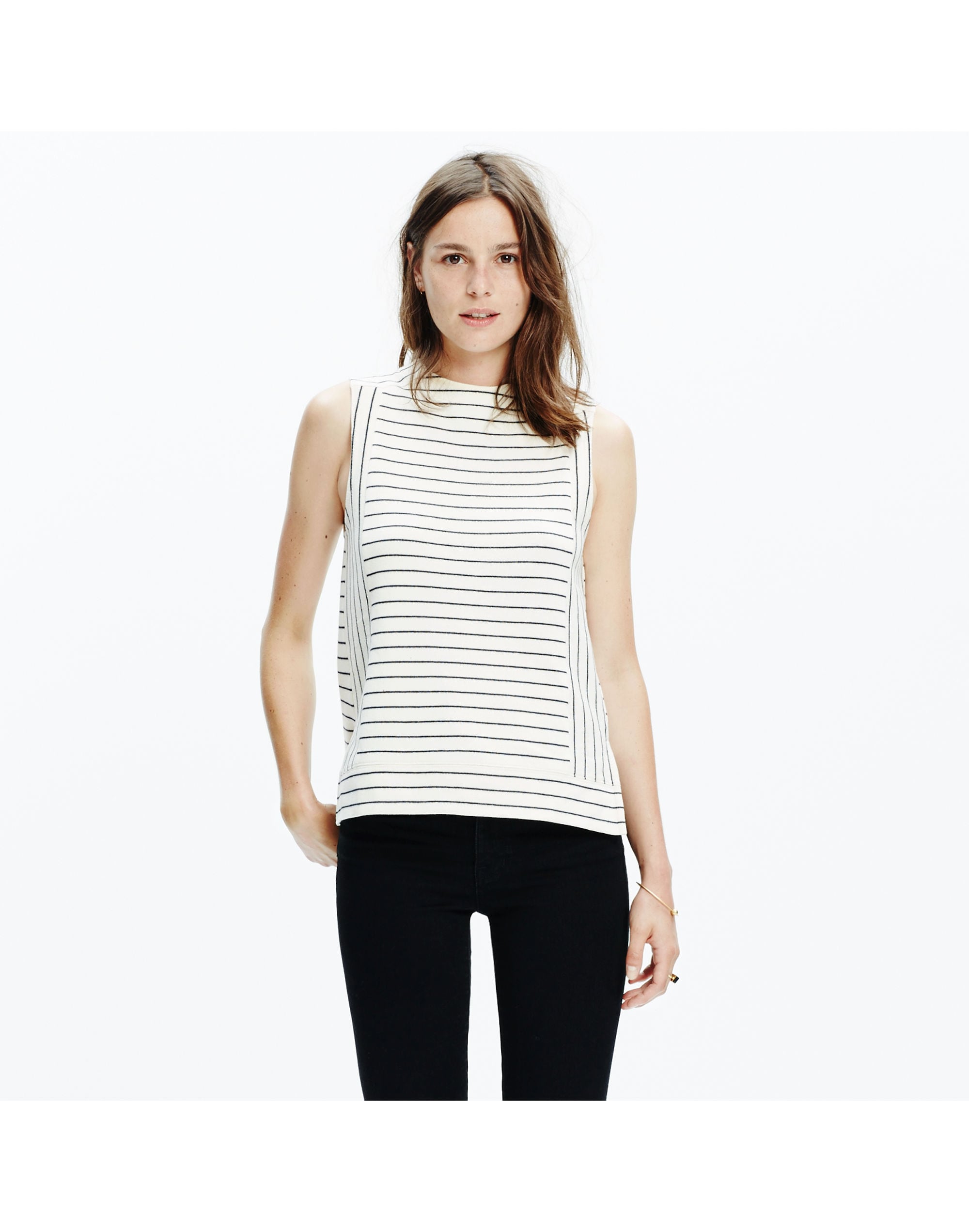 Sleeveless Funnelneck Top in Stripe