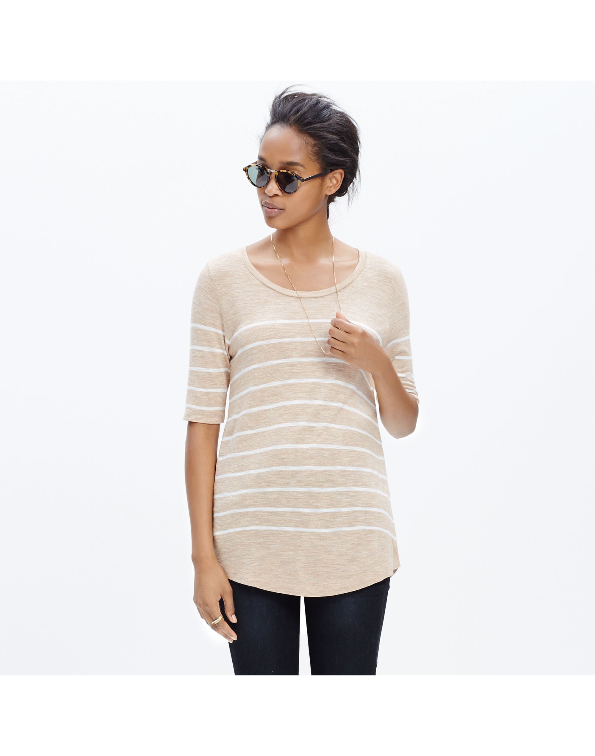 Anthem Curved-Hem Tee in Stripe