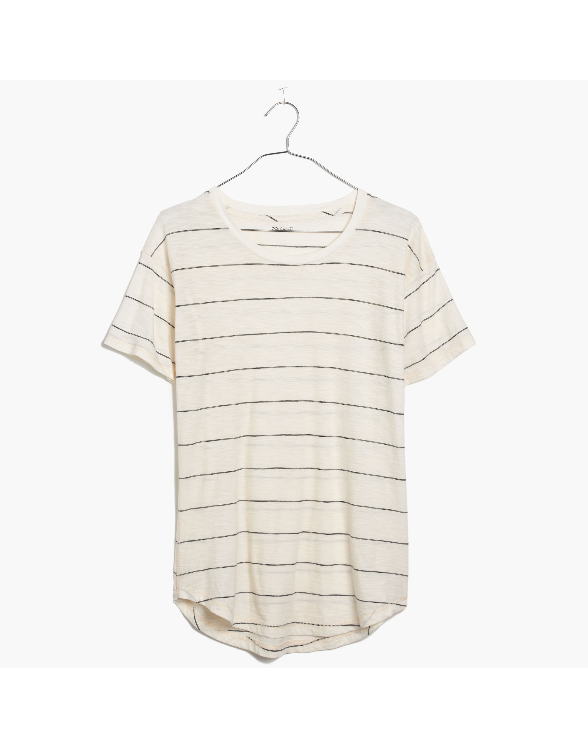 Slub Crewneck Tee in Minimal Stripe