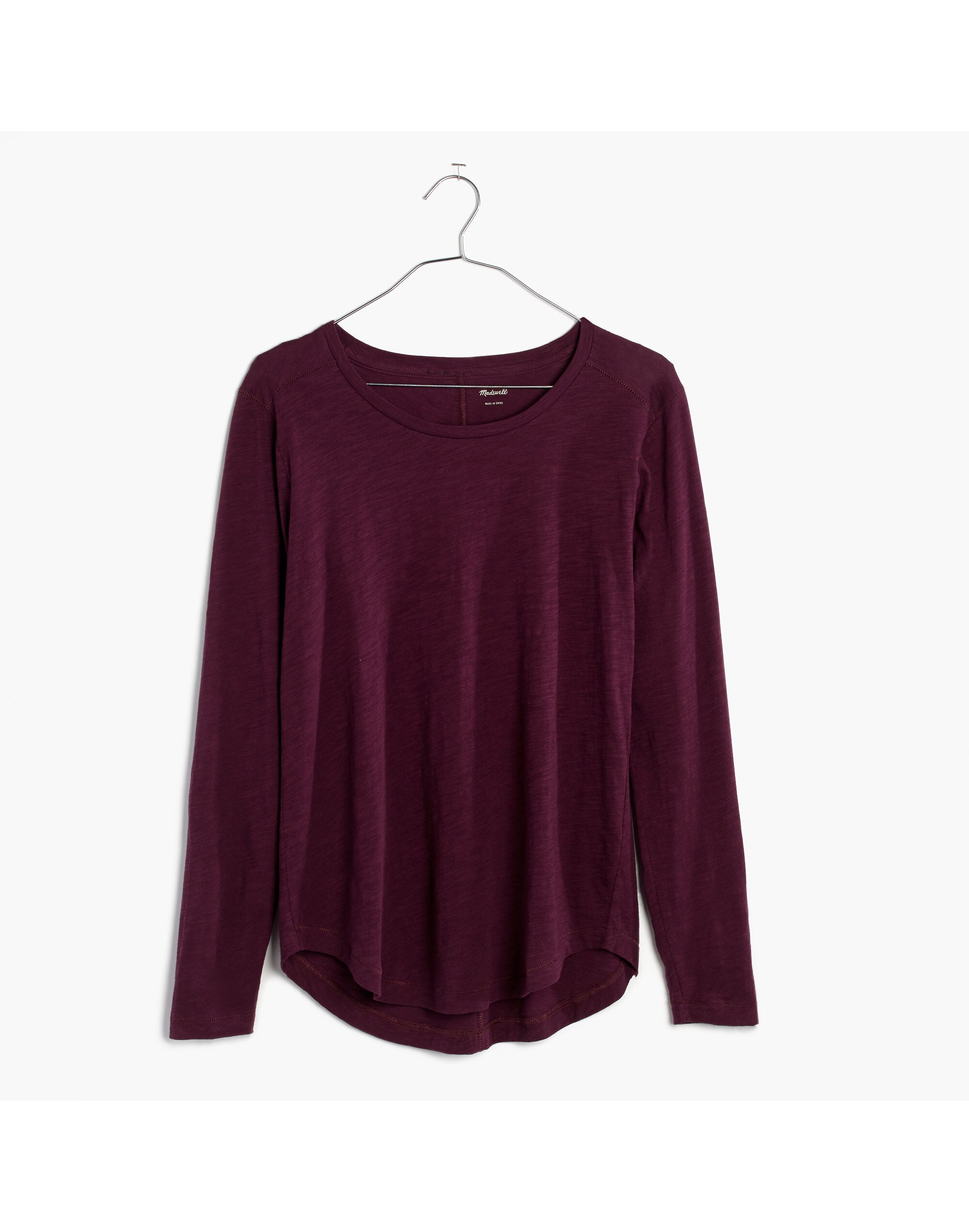 Whisper Cotton Long-Sleeve Crewneck Tee