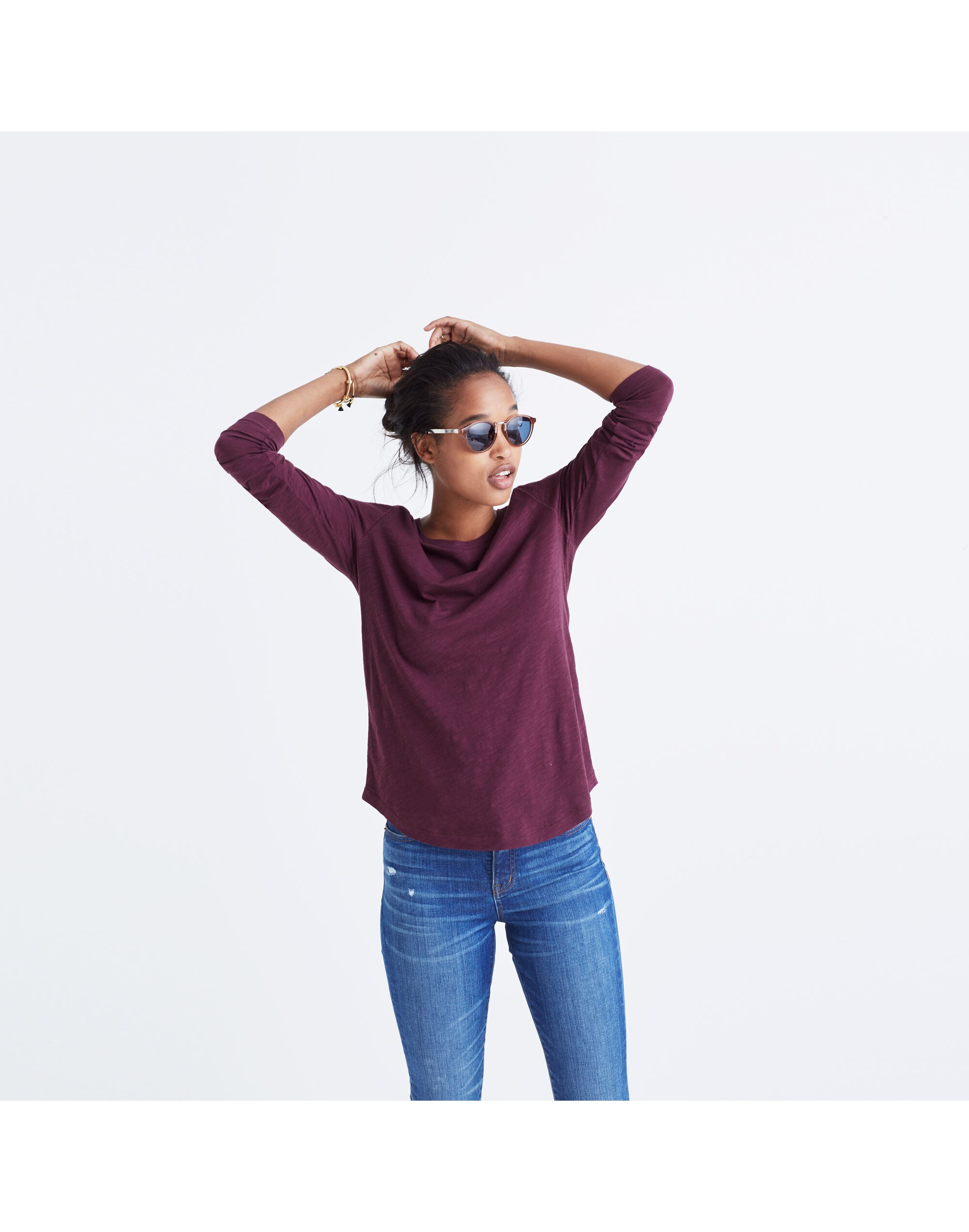 Whisper Cotton Long-Sleeve Crewneck Tee