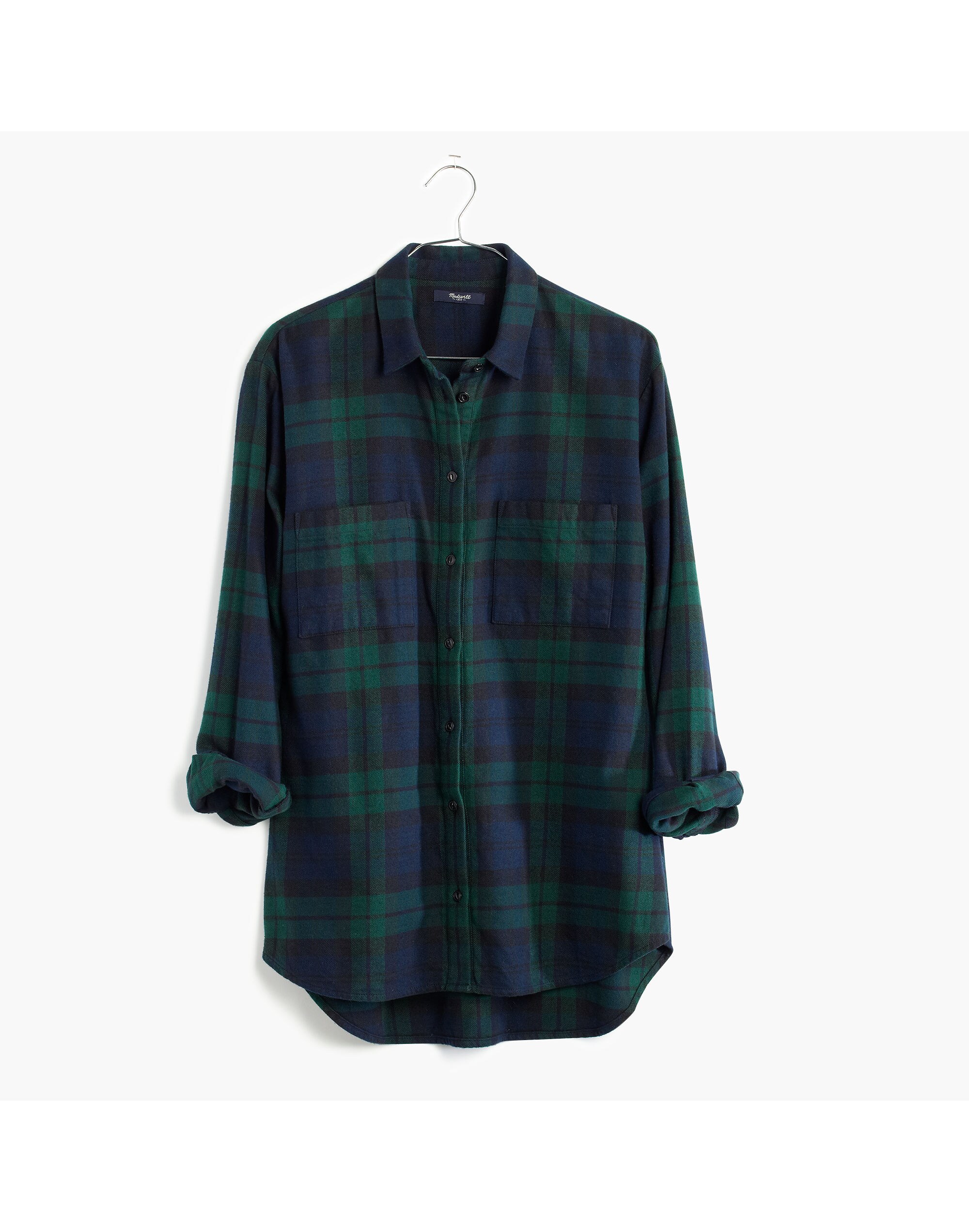 Flannel Oversized Boyshirt in Dark Plaid