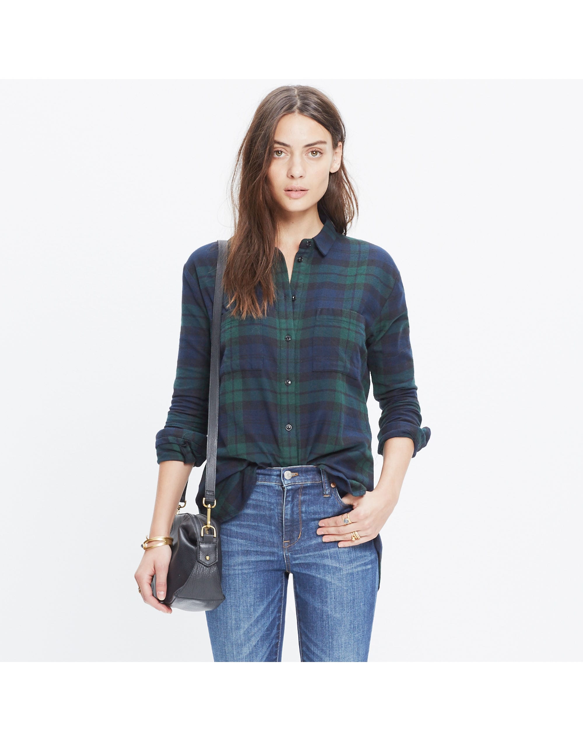 Flannel Oversized Boyshirt in Dark Plaid