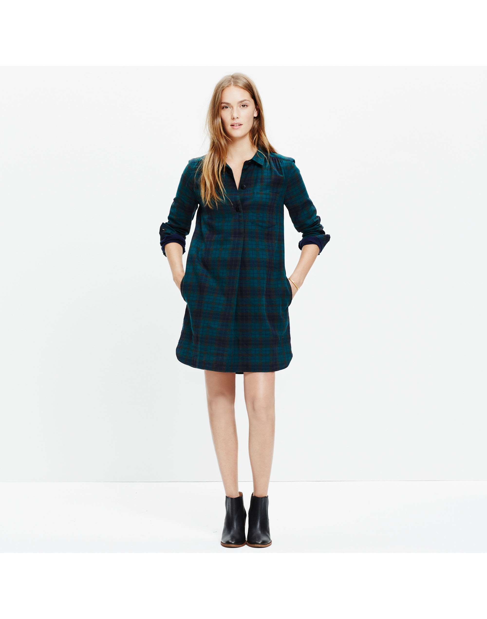 Latitude Shirtdress in Alma Plaid