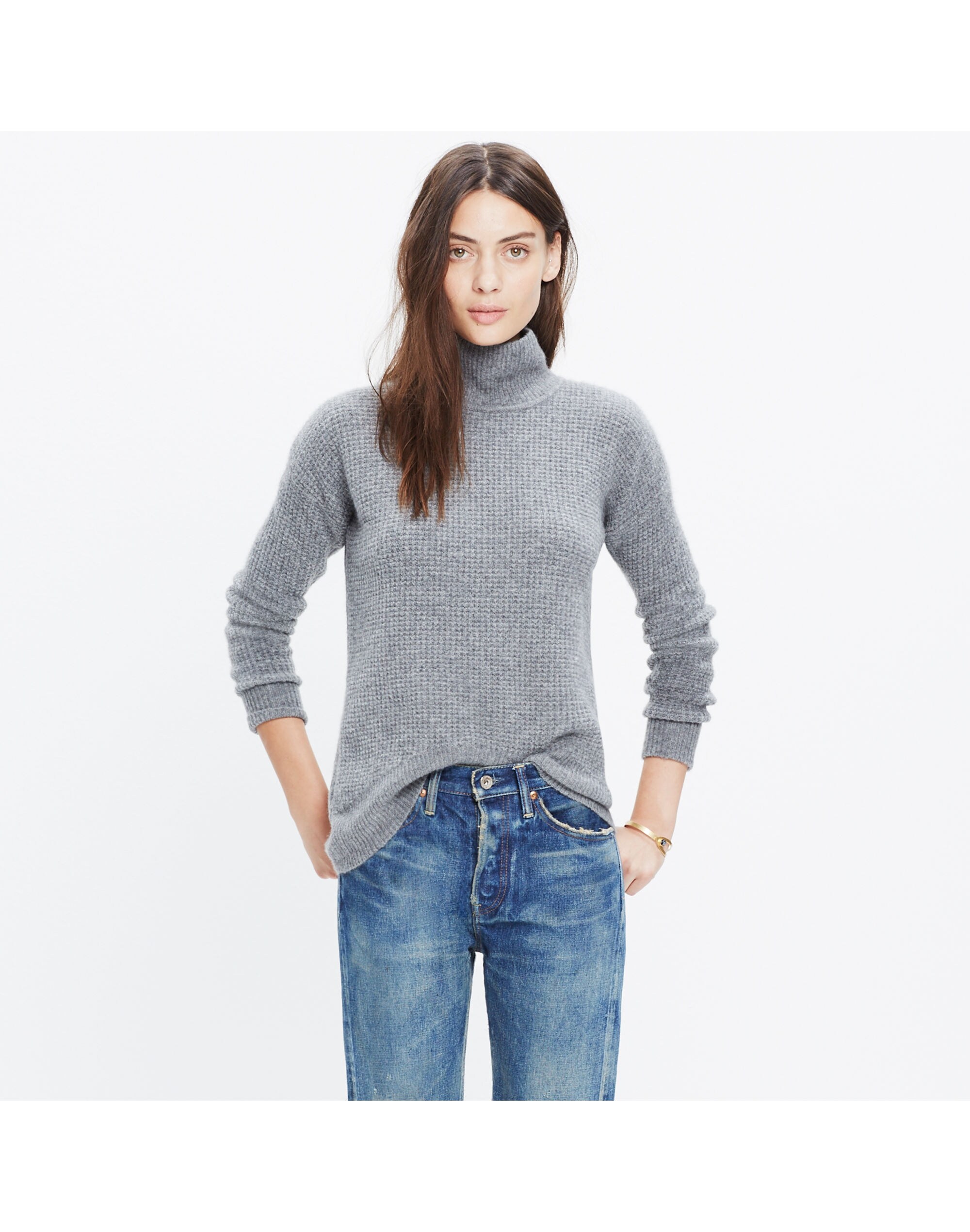 Wafflestitch Turtleneck Sweater