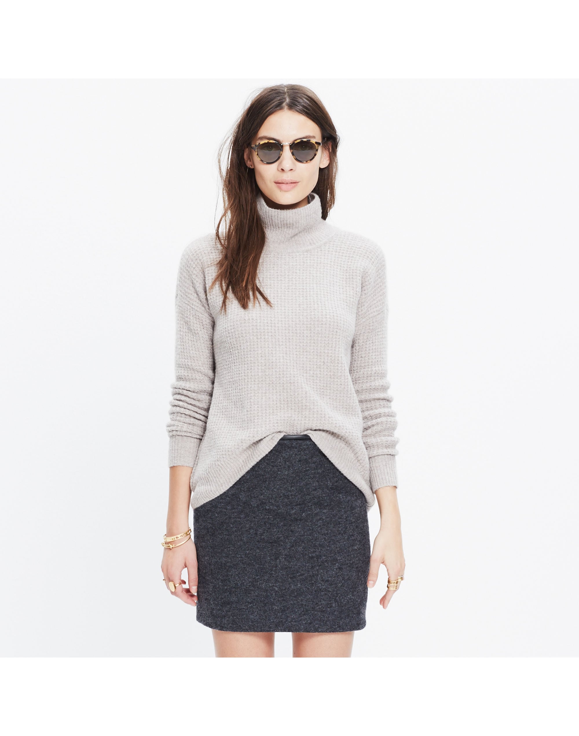 Wafflestitch Turtleneck Sweater