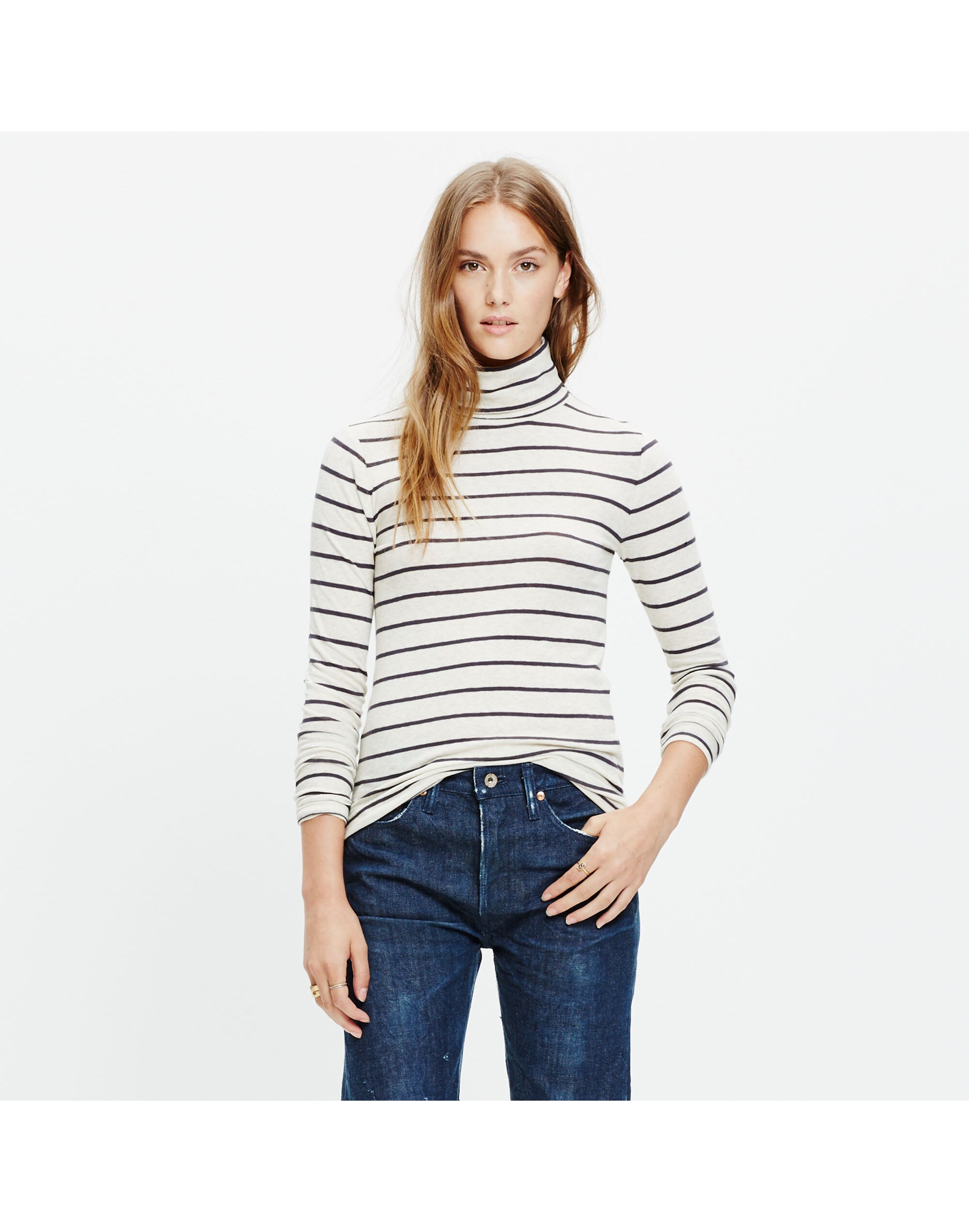 Slim Turtleneck Top in Cento Stripe