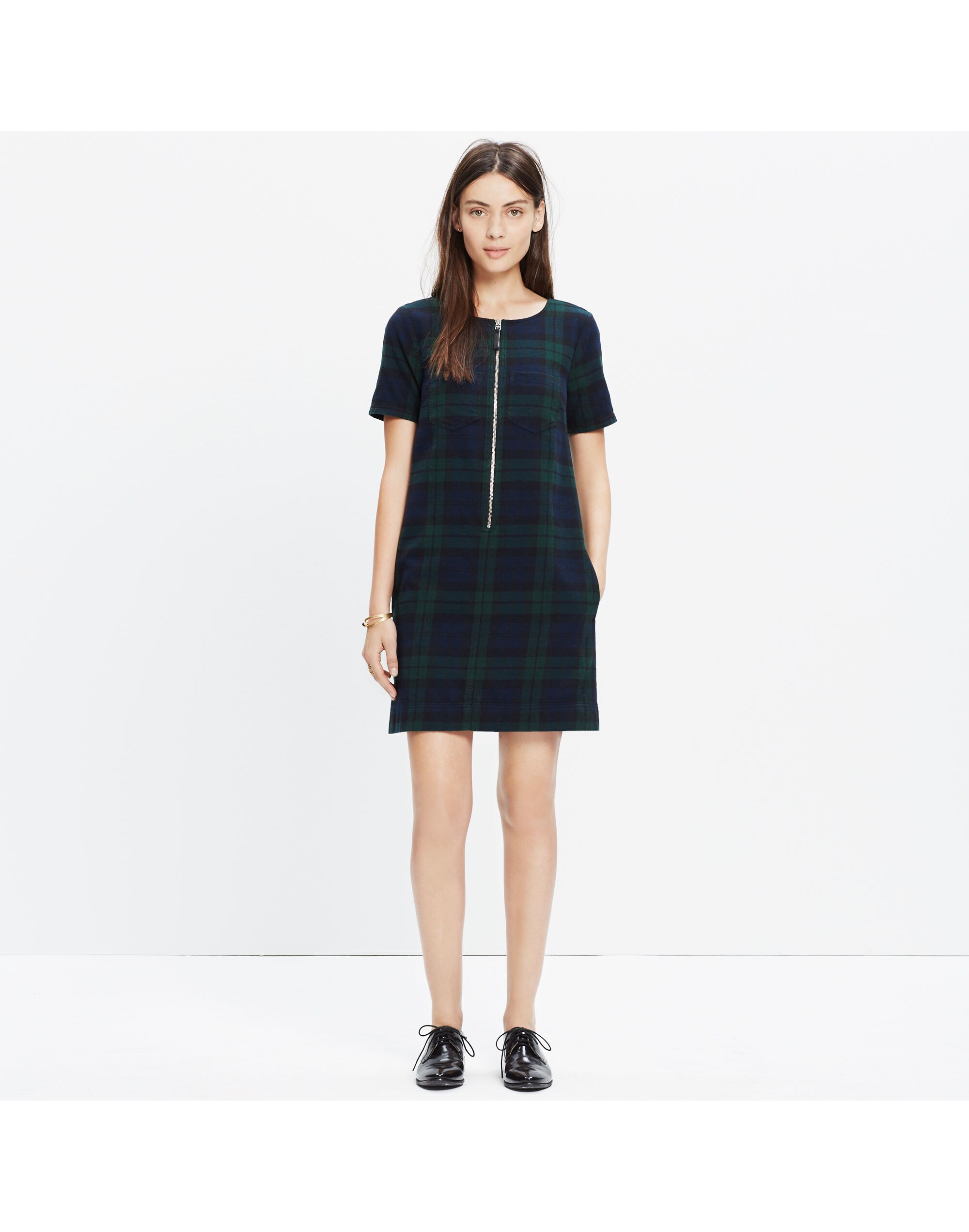 Dark Plaid Zip Dress